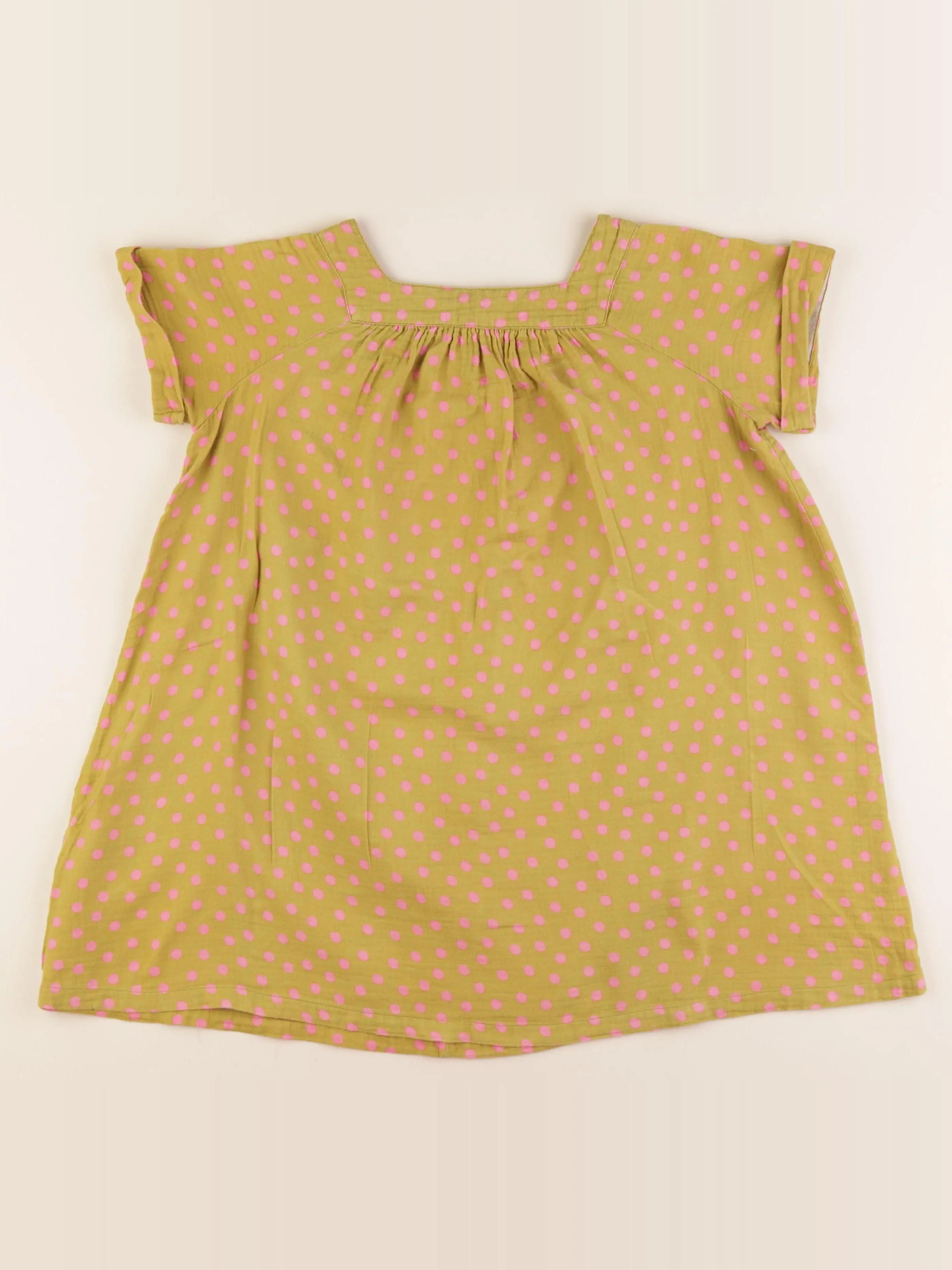 Bonton - robe jaune, rose - 8 ans