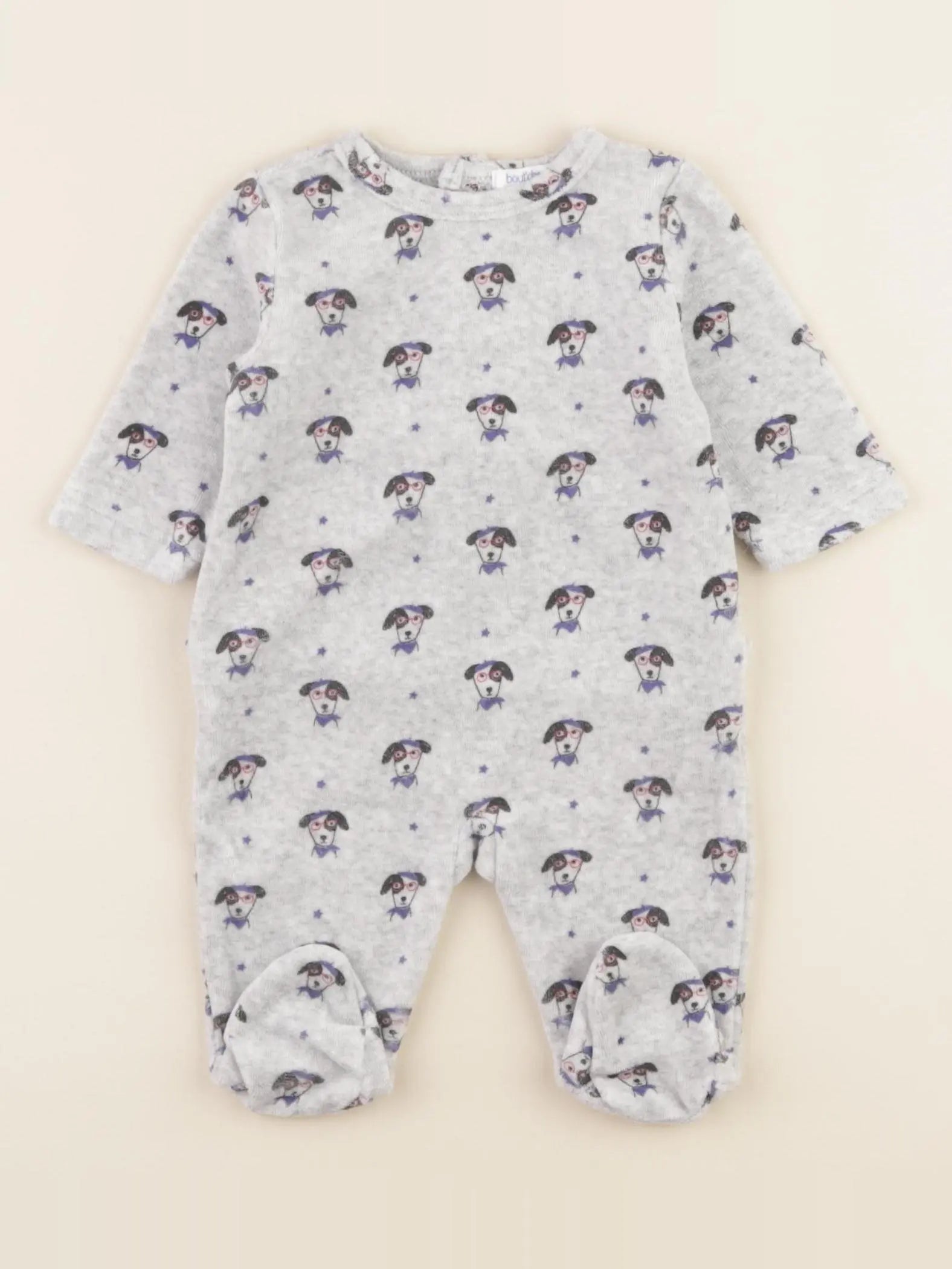 Boutchou - pyjama velours gris - 1 mois