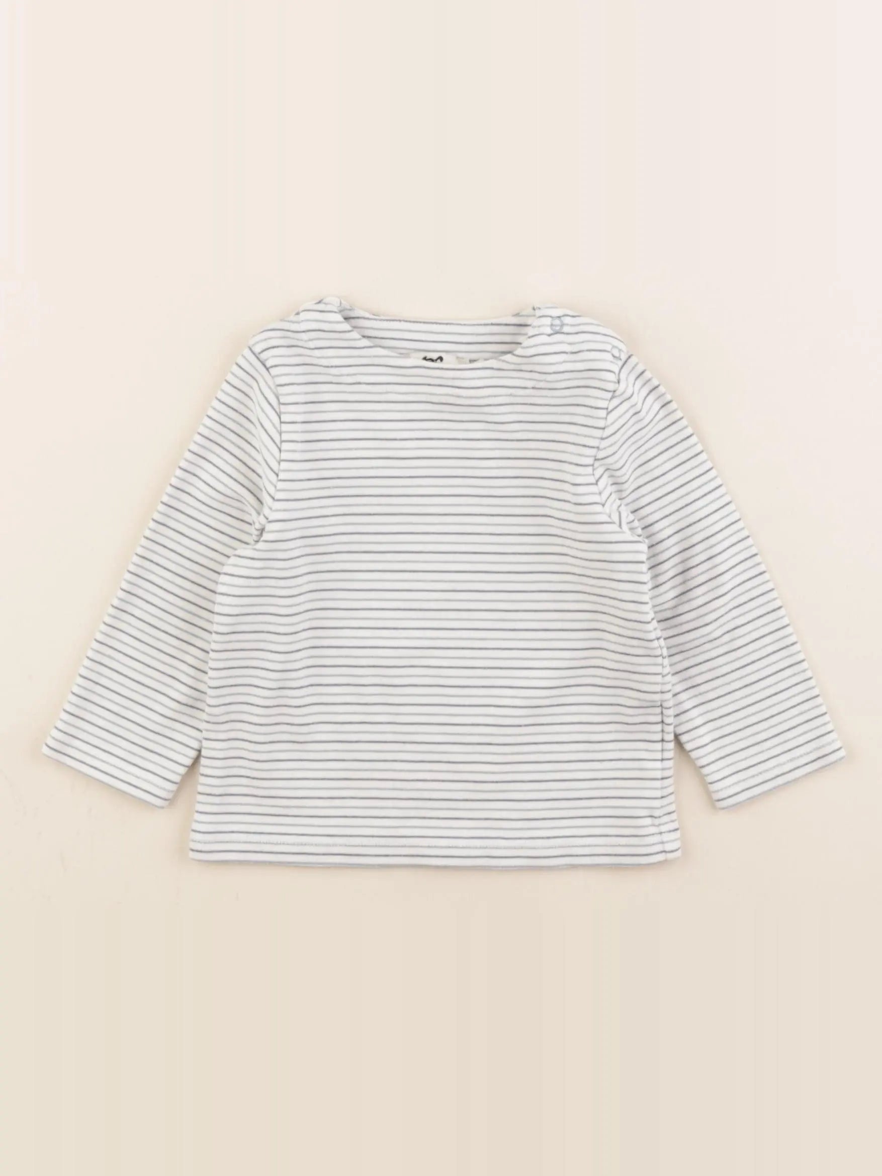 Cyrillus - tee-shirt bleu, blanc - 12 mois