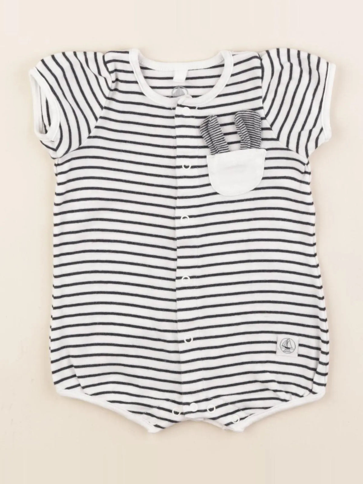 Petit Bateau - combinaison bleu, blanc - 1 mois