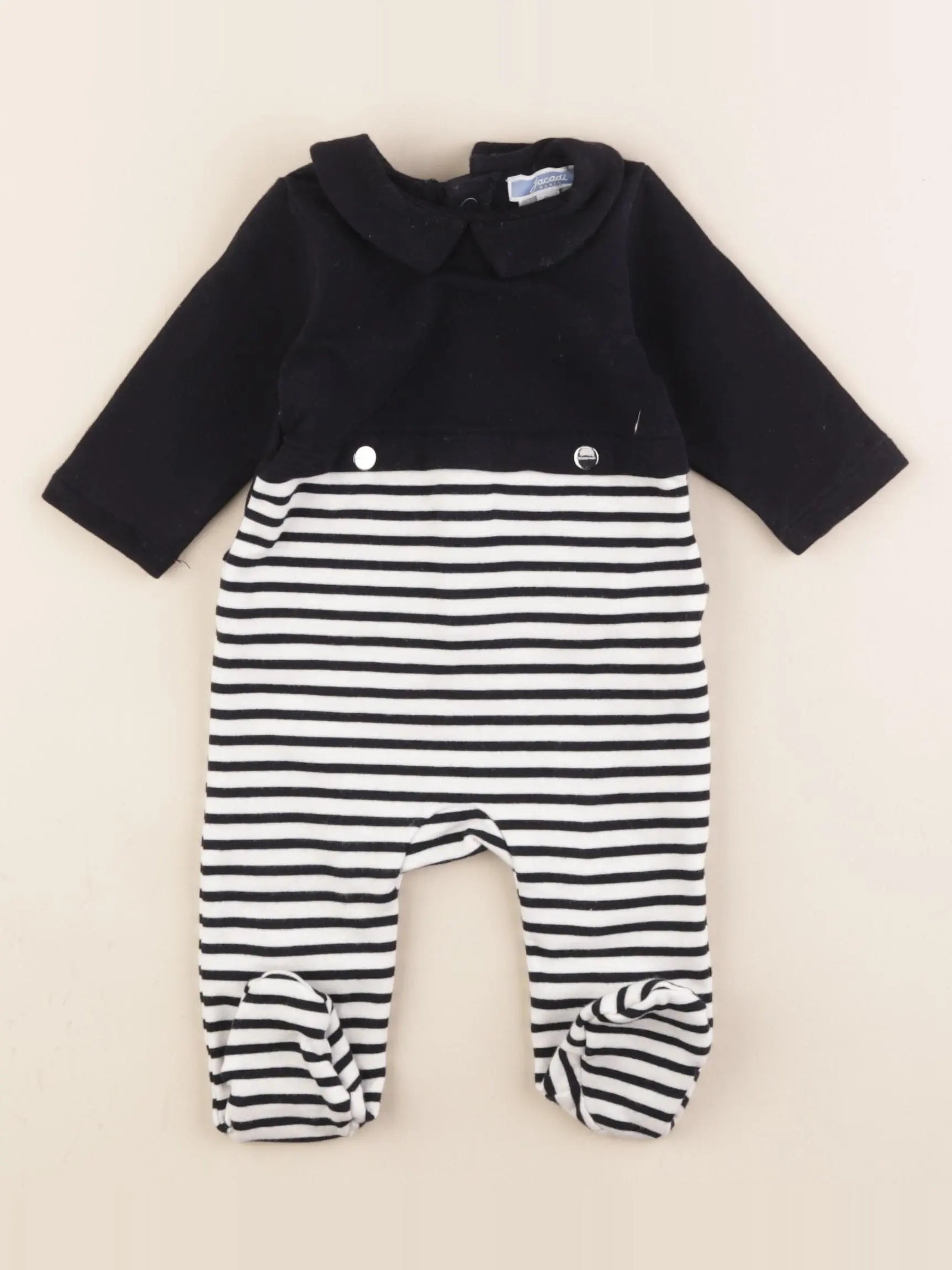 Jacadi - pyjama coton bleu, blanc - 3 mois