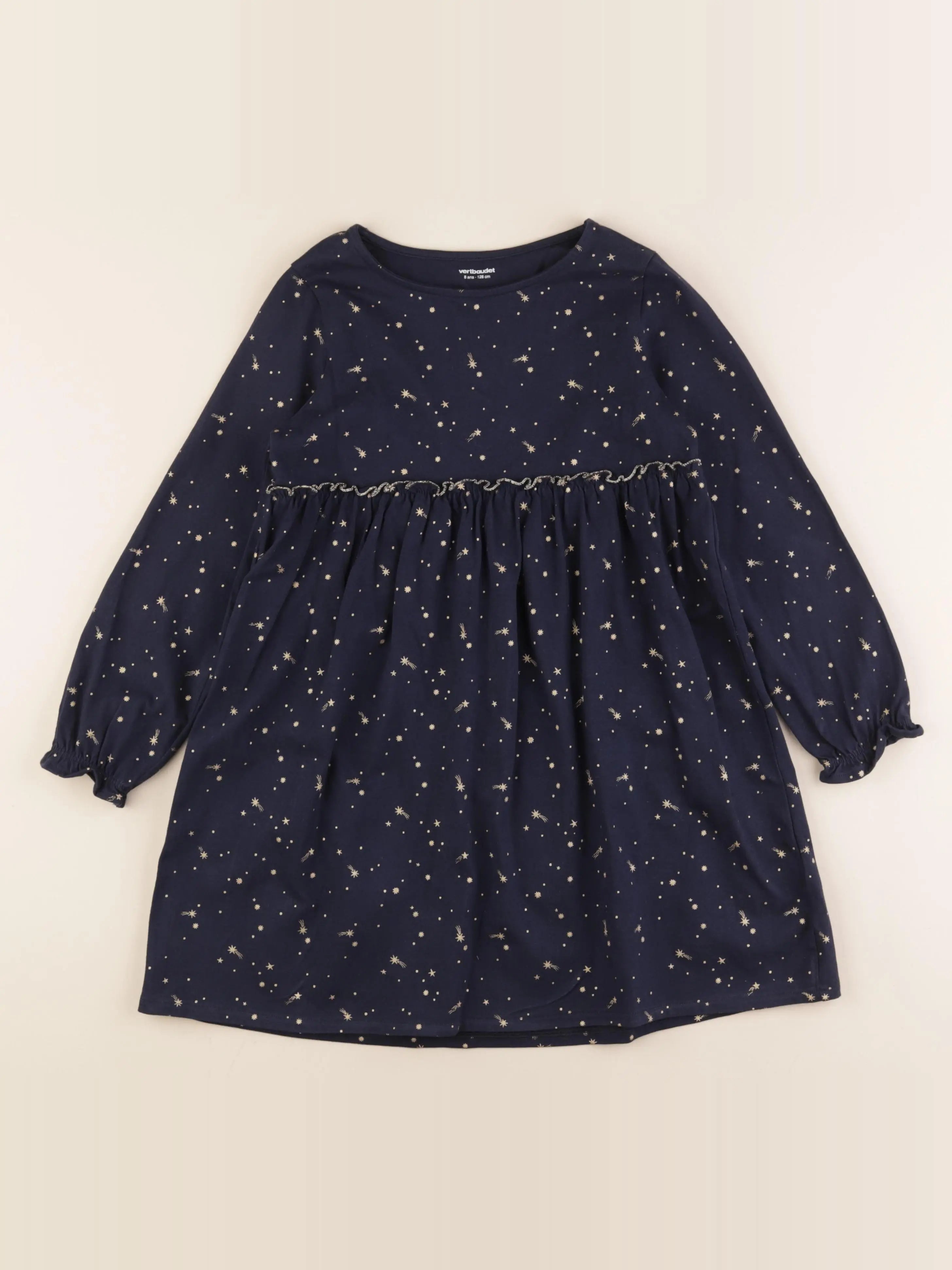 Vertbaudet - robe bleu, or - 8 ans