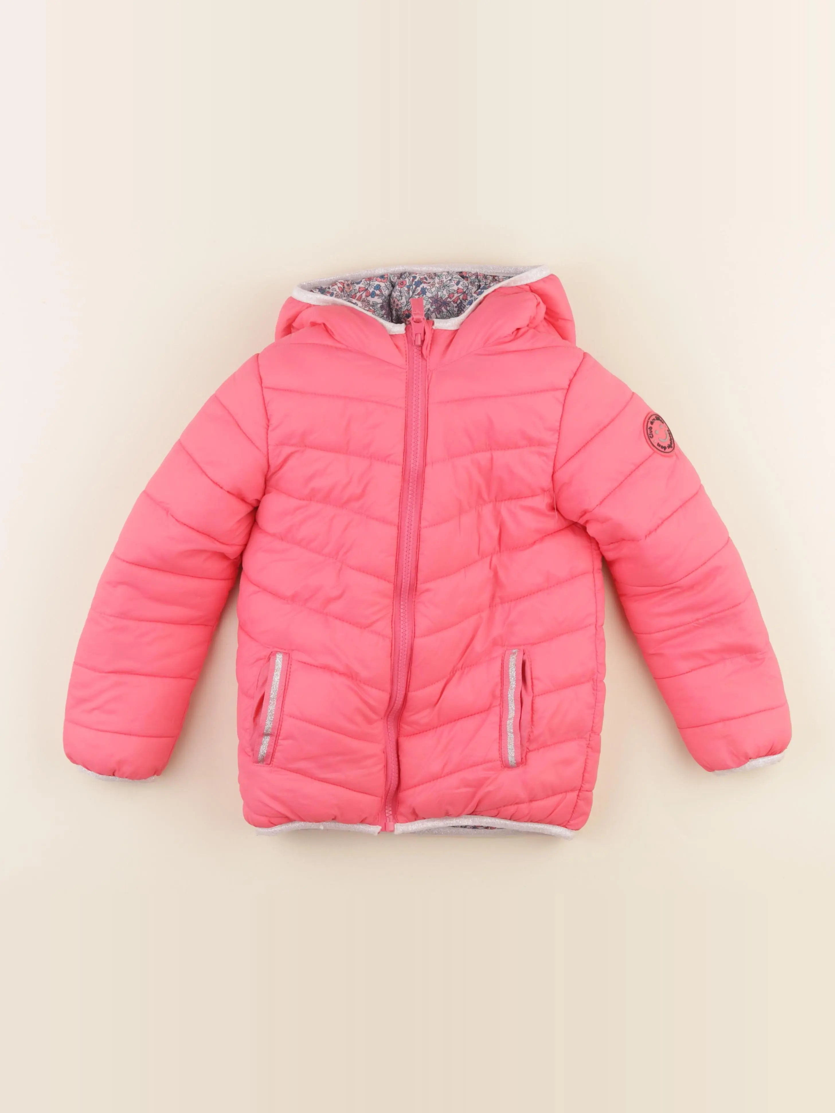 Vertbaudet - doudoune réversible rose - 7 ans