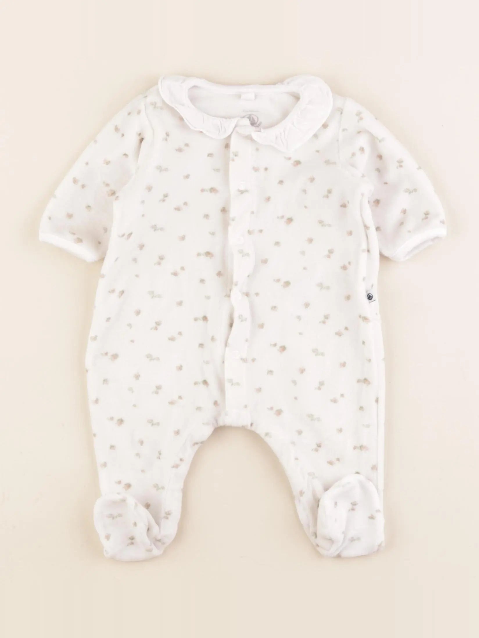 Petit Bateau - pyjama velours blanc - 3 mois