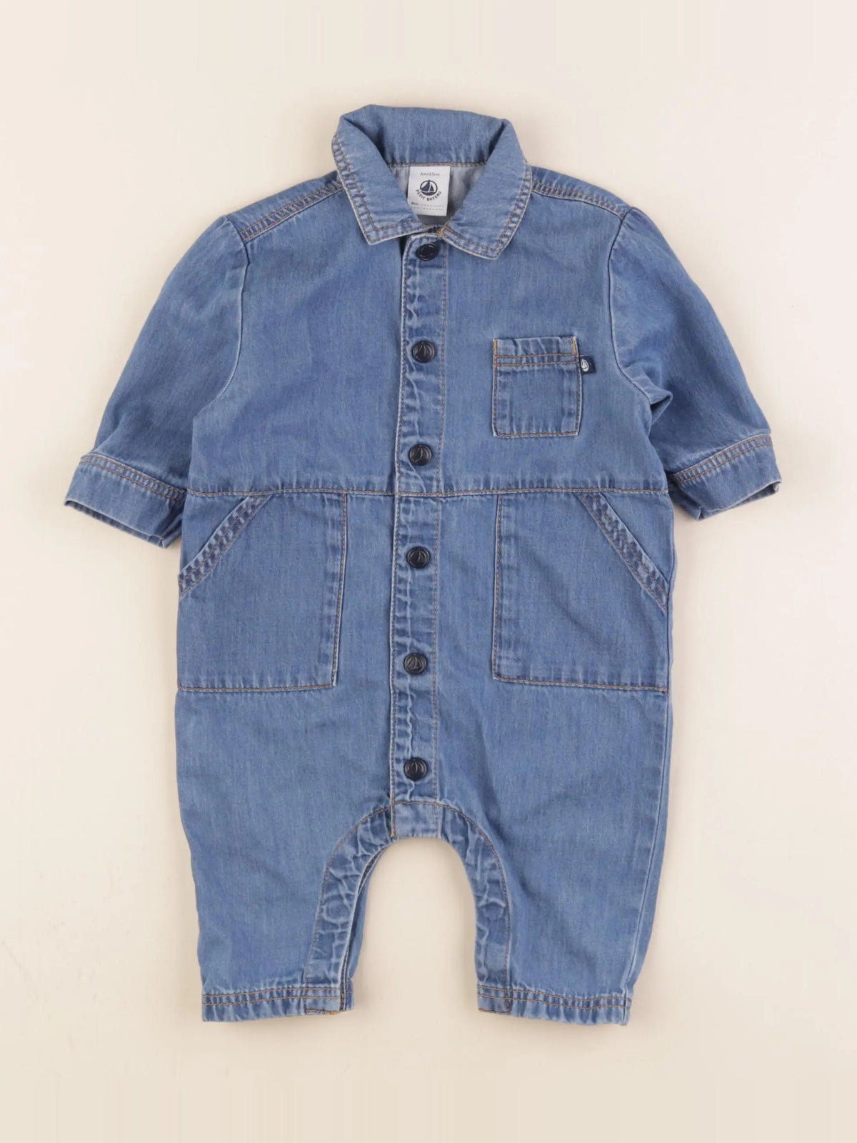 Petit Bateau - combinaison bleu - 6 mois