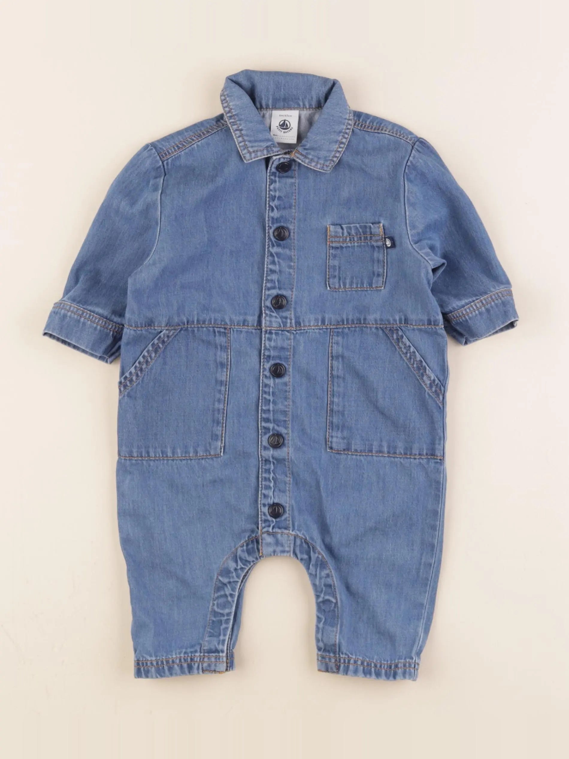 Petit Bateau - combinaison bleu - 6 mois
