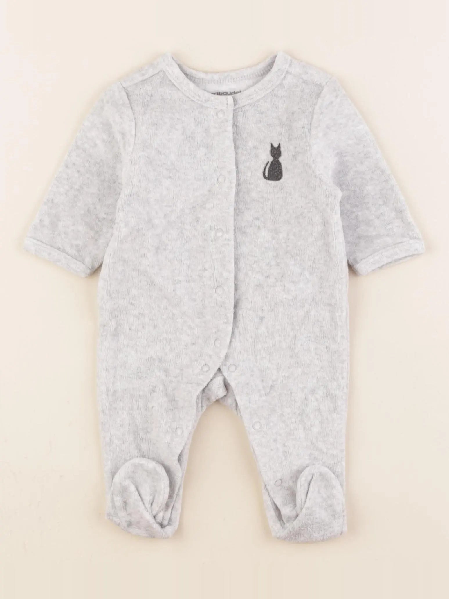 Vertbaudet - pyjama velours gris - 1 mois