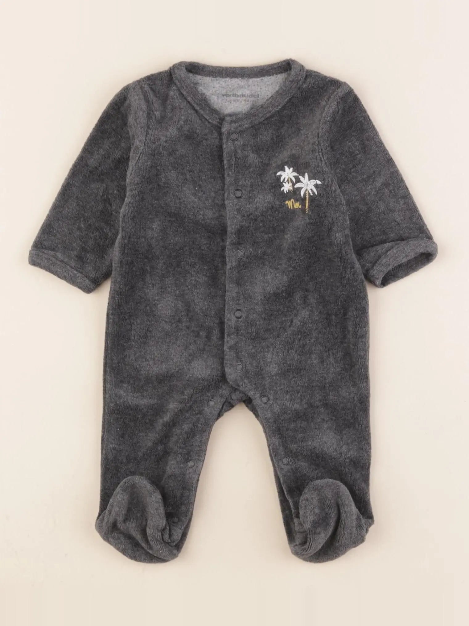 Vertbaudet - pyjama velours gris - 1 mois