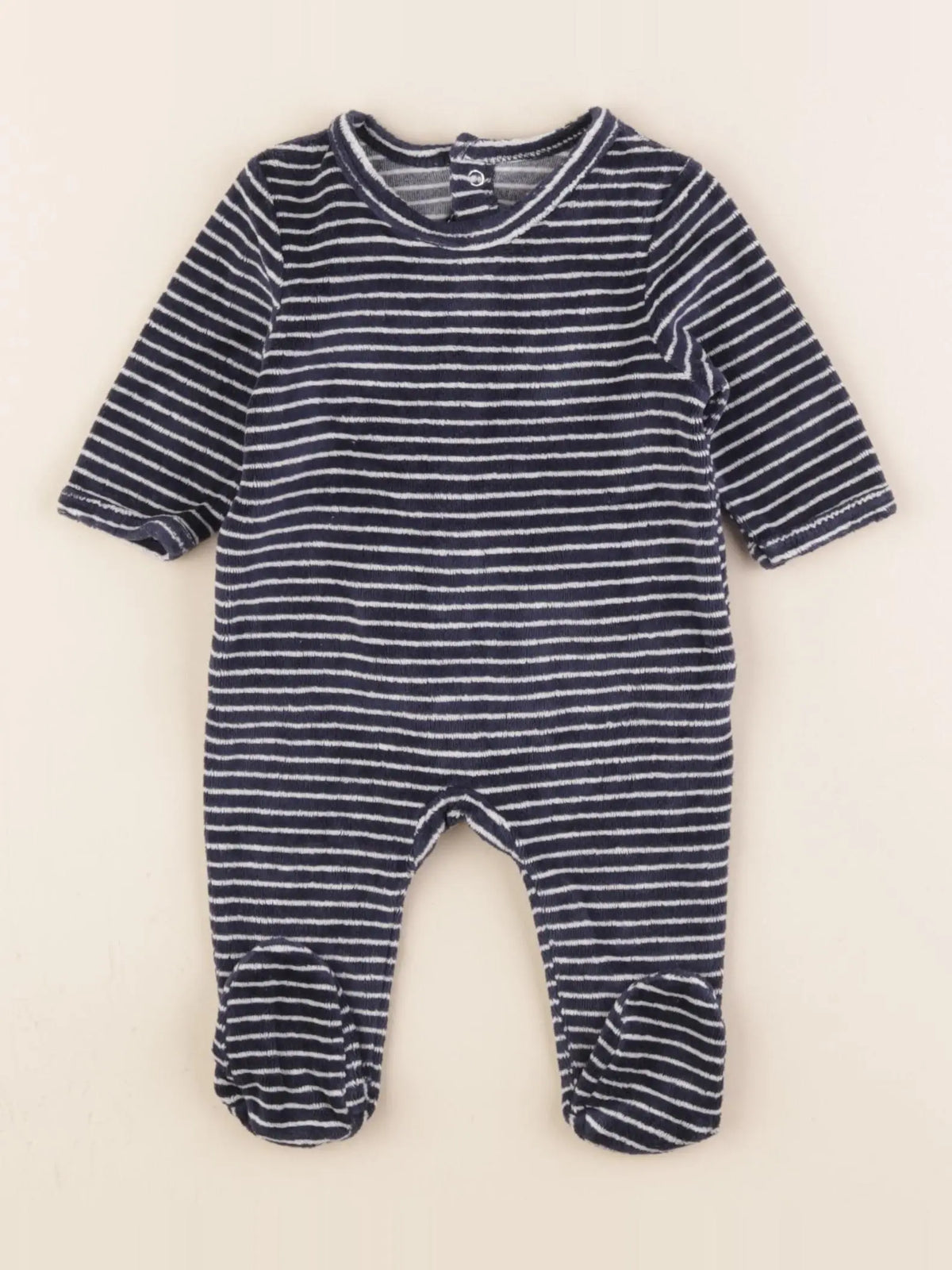 Vertbaudet - pyjama velours bleu, blanc - 1 mois