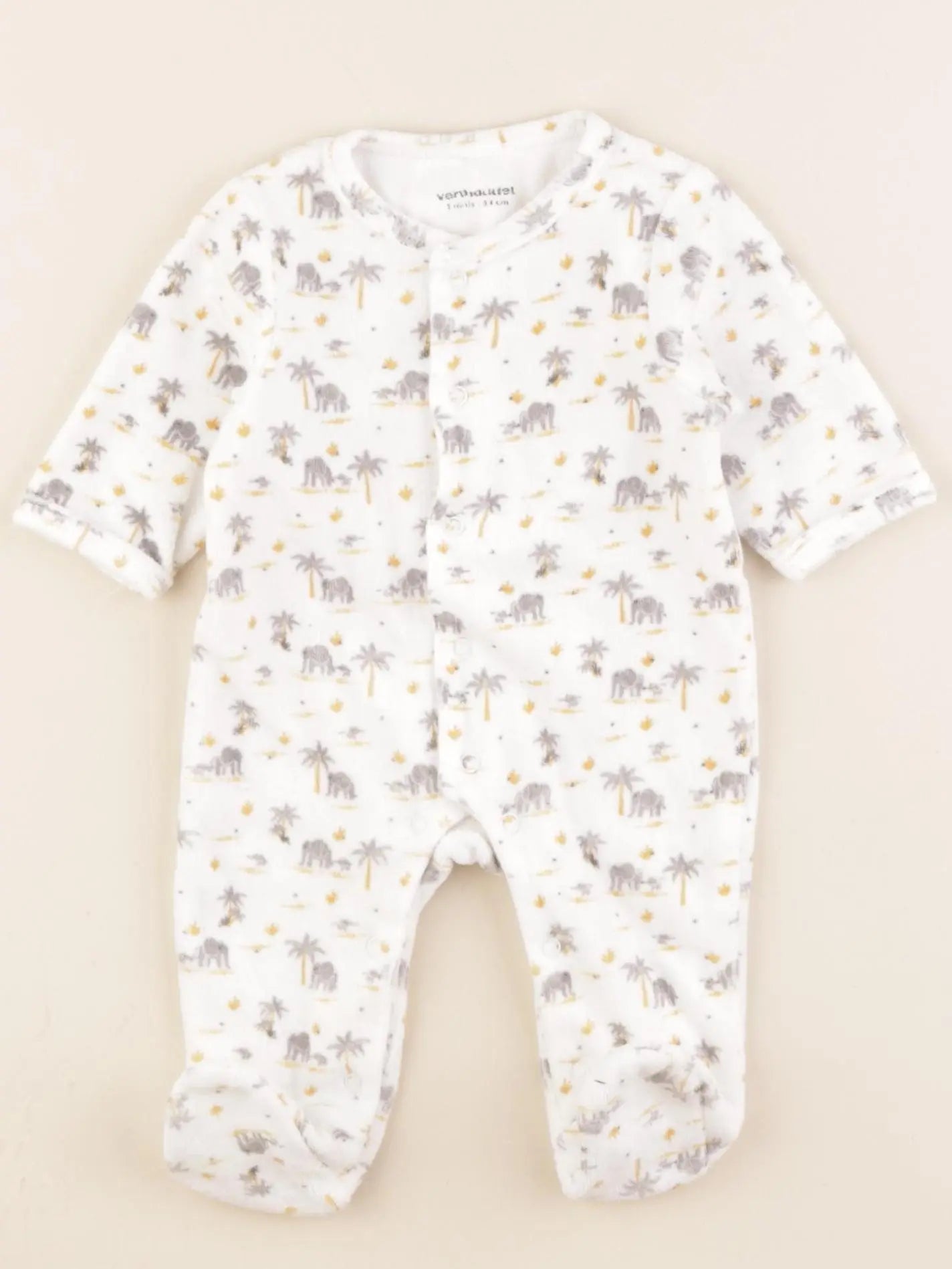 Vertbaudet - pyjama velours blanc, jaune - 1 mois