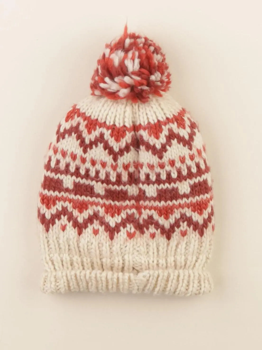 Vertbaudet - bonnet beige, rouge - 8/10 ans