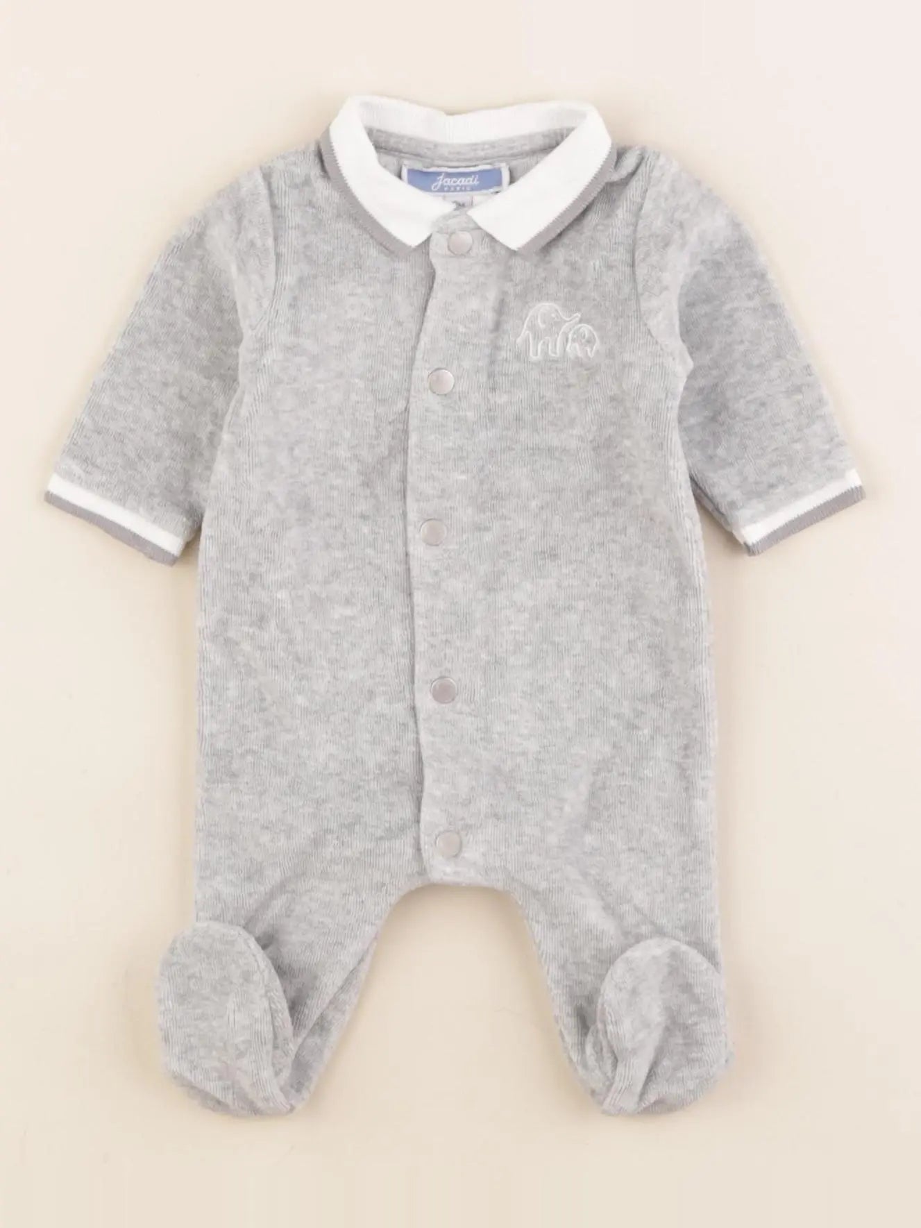 Jacadi - pyjama velours gris - 0 mois