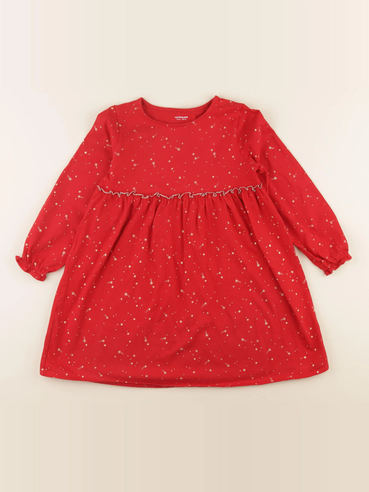 Vertbaudet - robe rouge, or - 8 ans