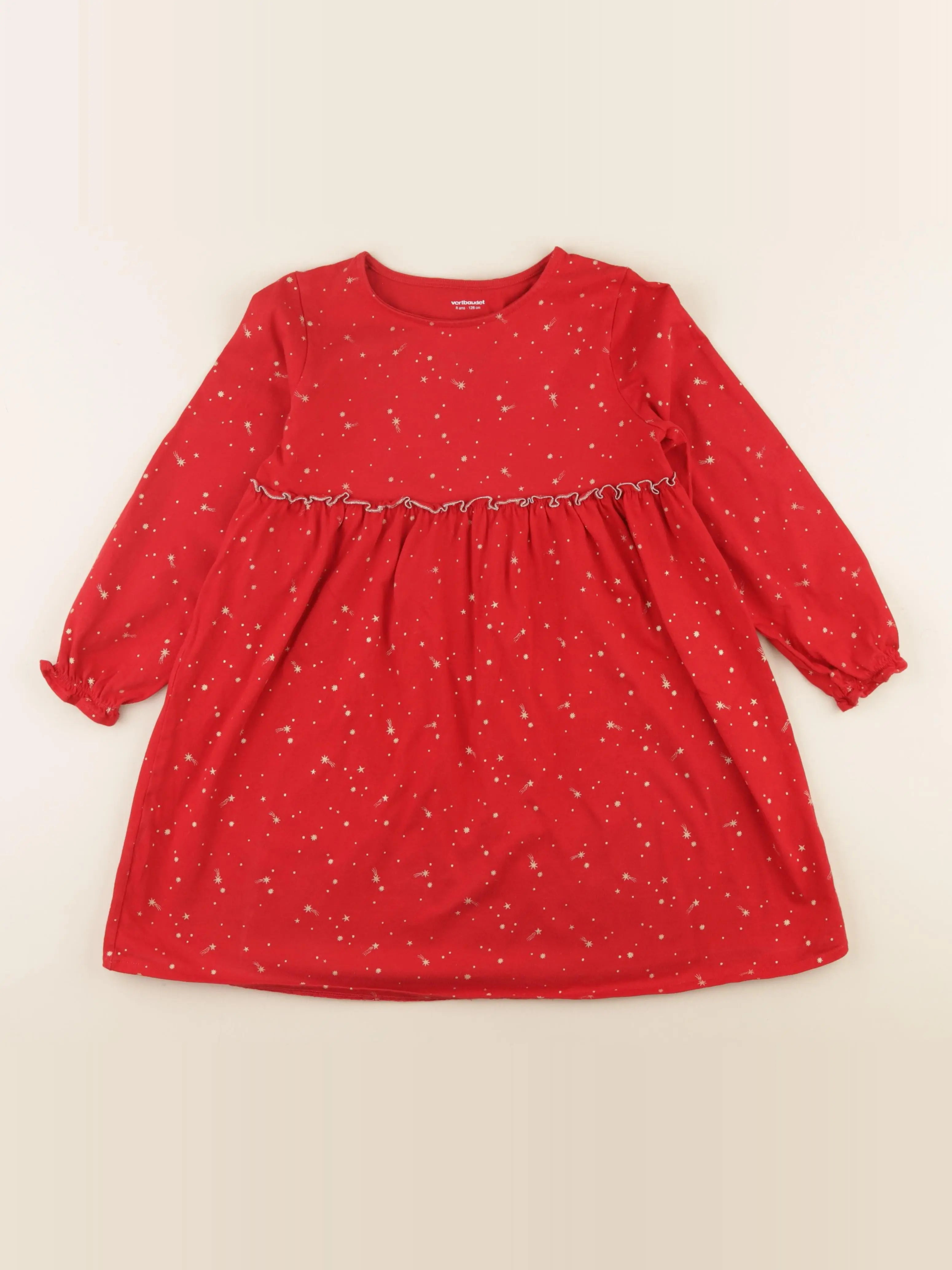 Vertbaudet - robe rouge, or - 8 ans