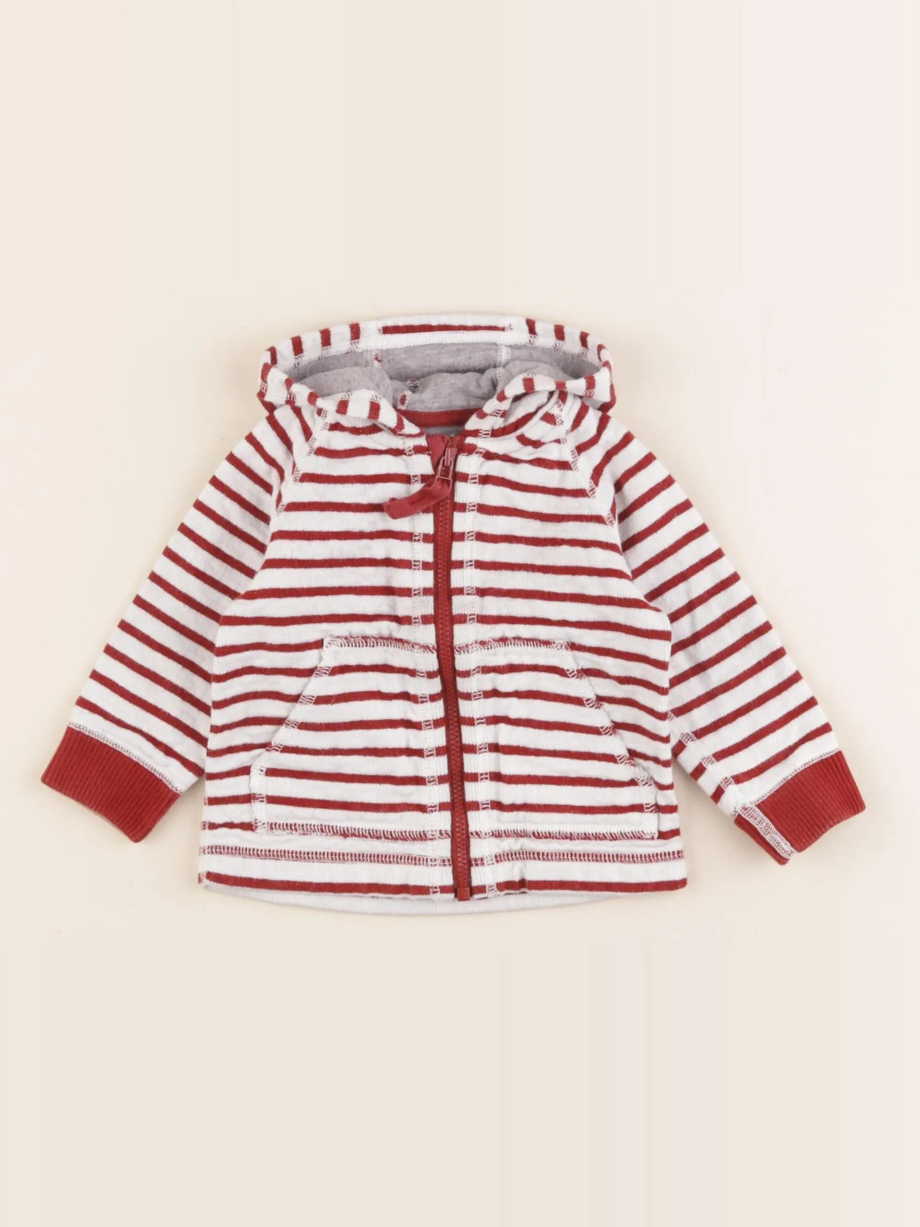 Petit Bateau - sweat blanc, rouge - 6 mois