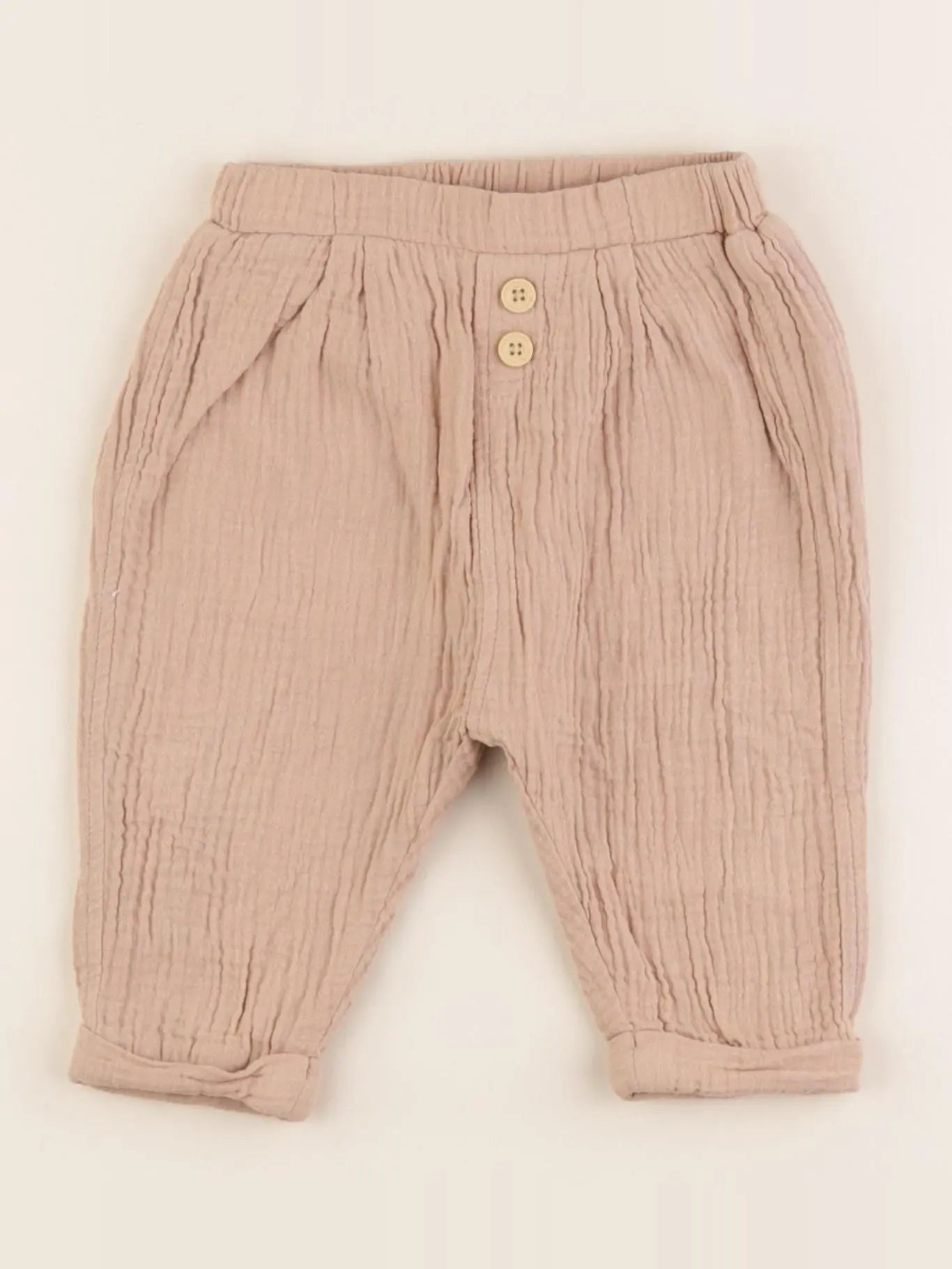 Vertbaudet - pantalon doublé beige - 9 mois
