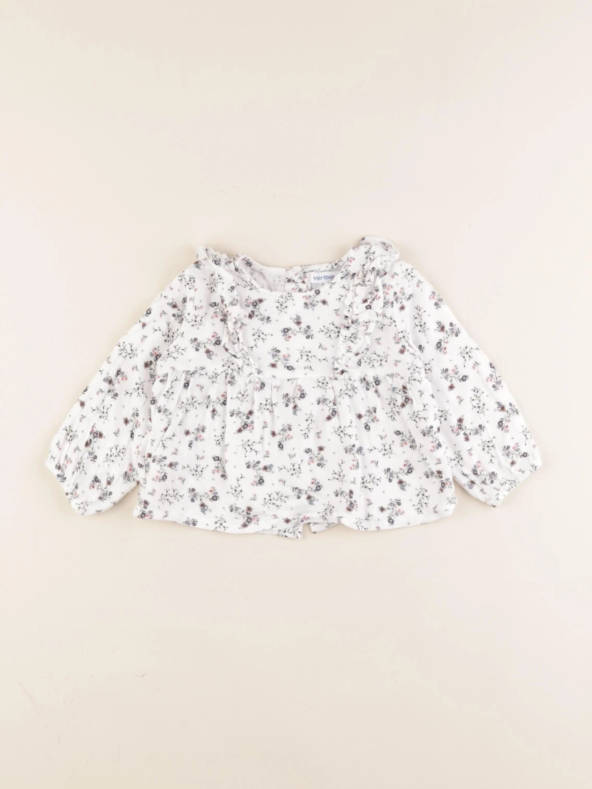 Vertbaudet - blouse coton blanc - 9 mois