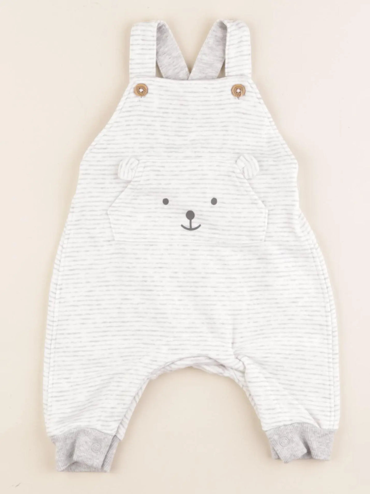 H&M - salopette coton gris - 1/2 mois