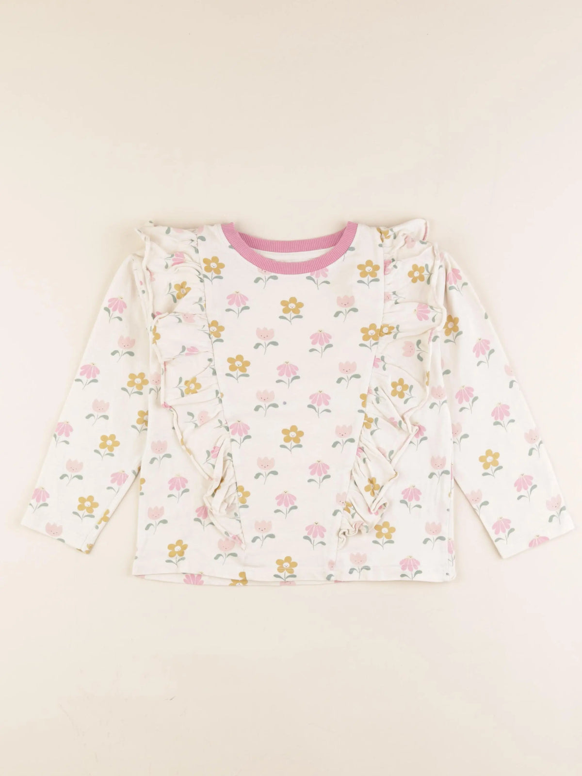 Vertbaudet - tee-shirt beige, rose - 6 ans