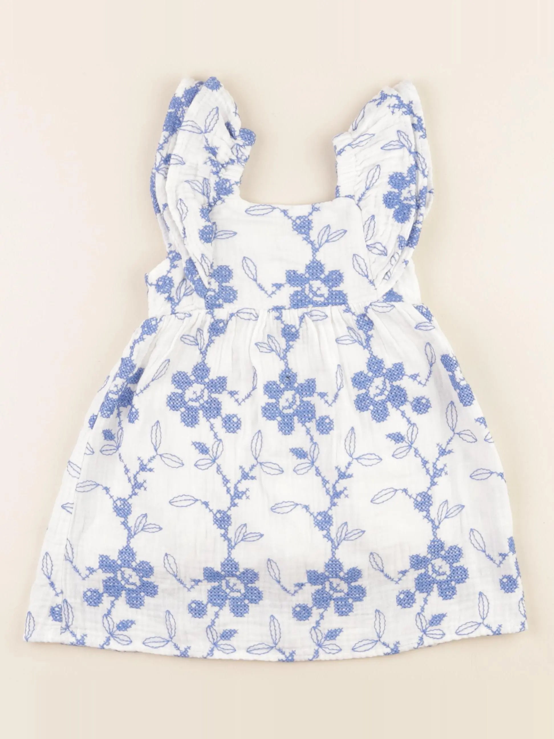 Zara - robe blanc, bleu - 18/24 mois