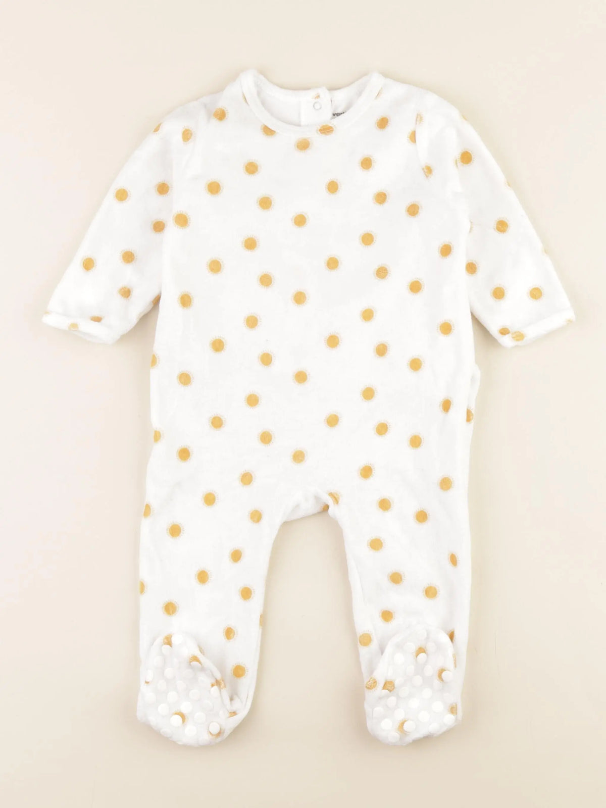 Vertbaudet - pyjama velours blanc, jaune - 12 mois