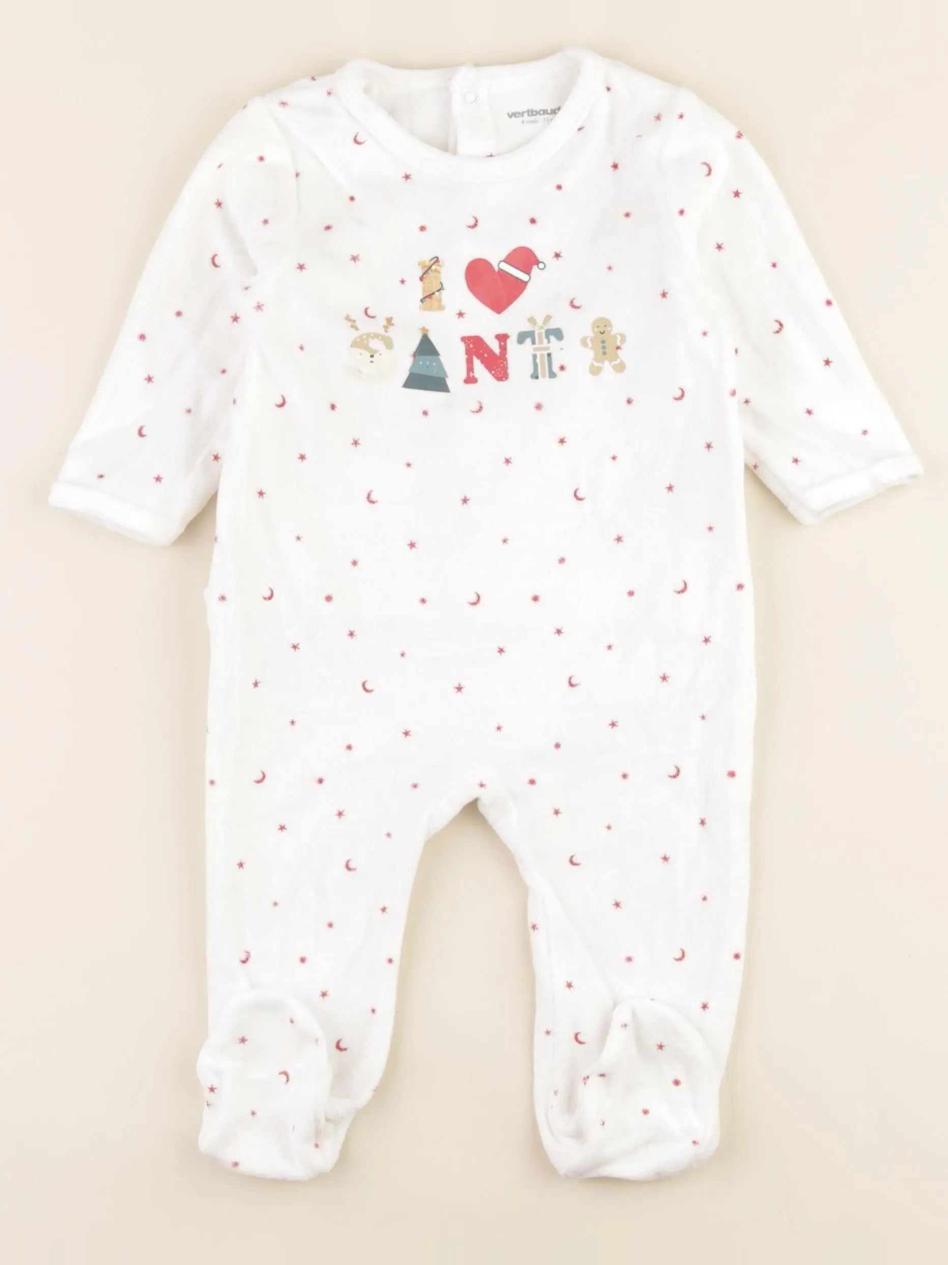 Vertbaudet - pyjama velours blanc - 9 mois