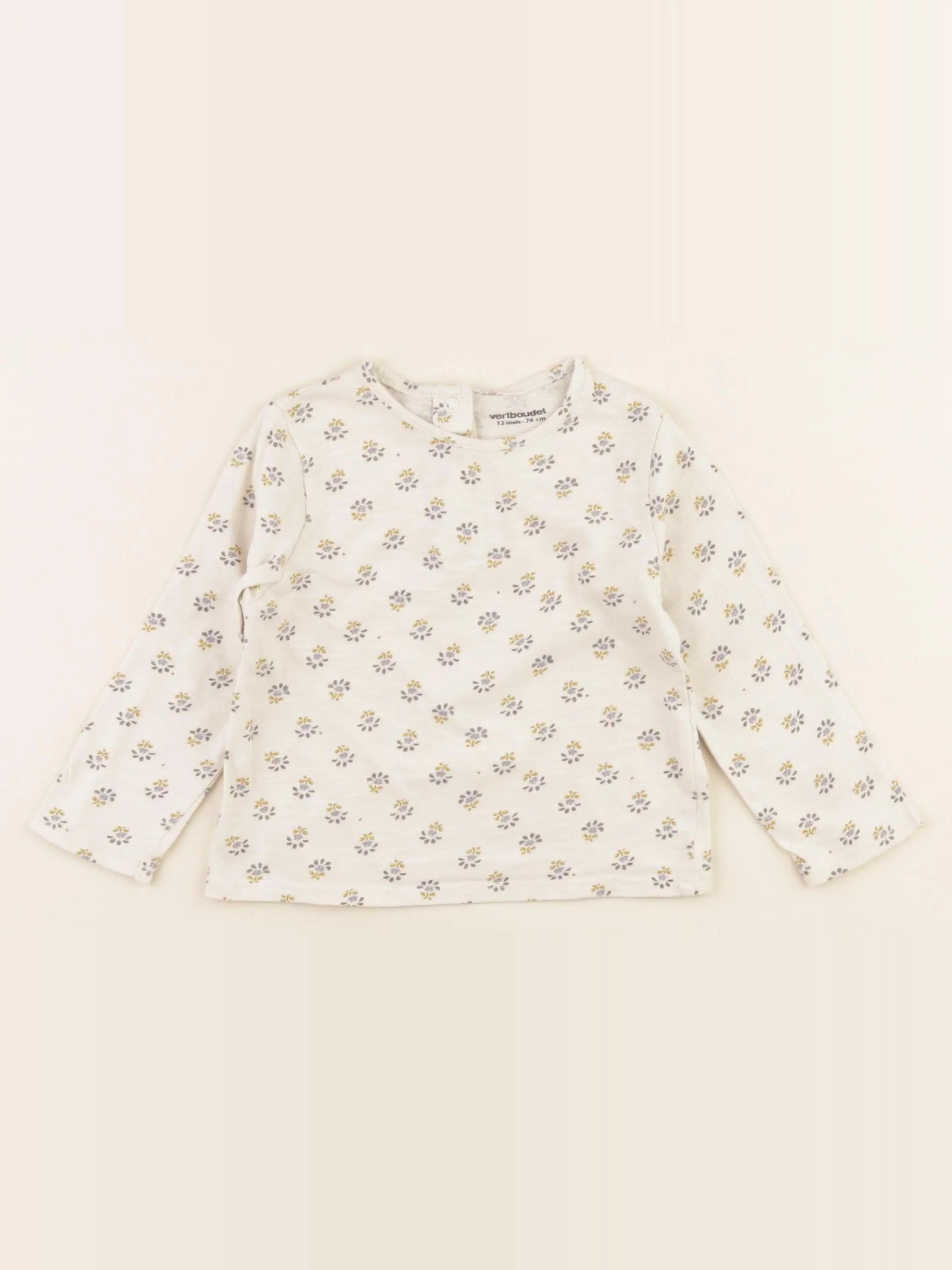 Vertbaudet - tee-shirt beige - 12 mois
