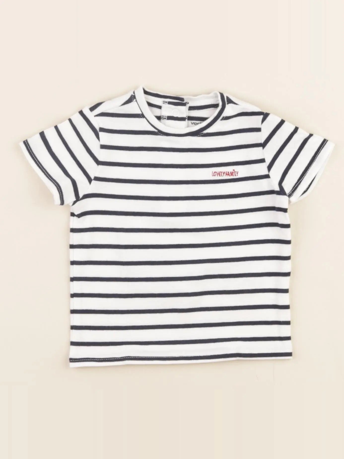 Vertbaudet - tee-shirt blanc, bleu - 3 mois