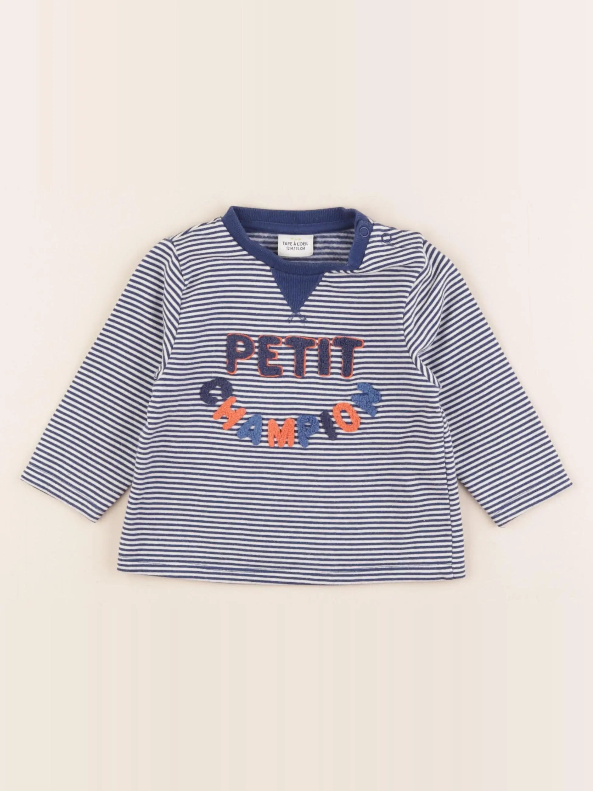 Tape à l'oeil - sweat bleu - 12 mois