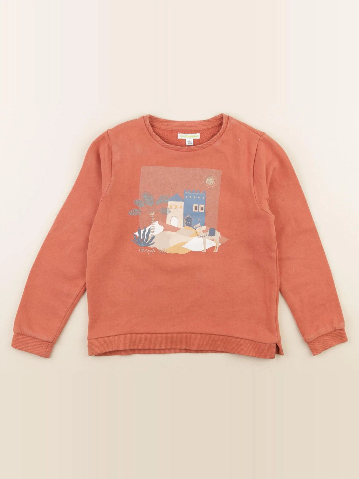 Vertbaudet - sweat orange - 8 ans
