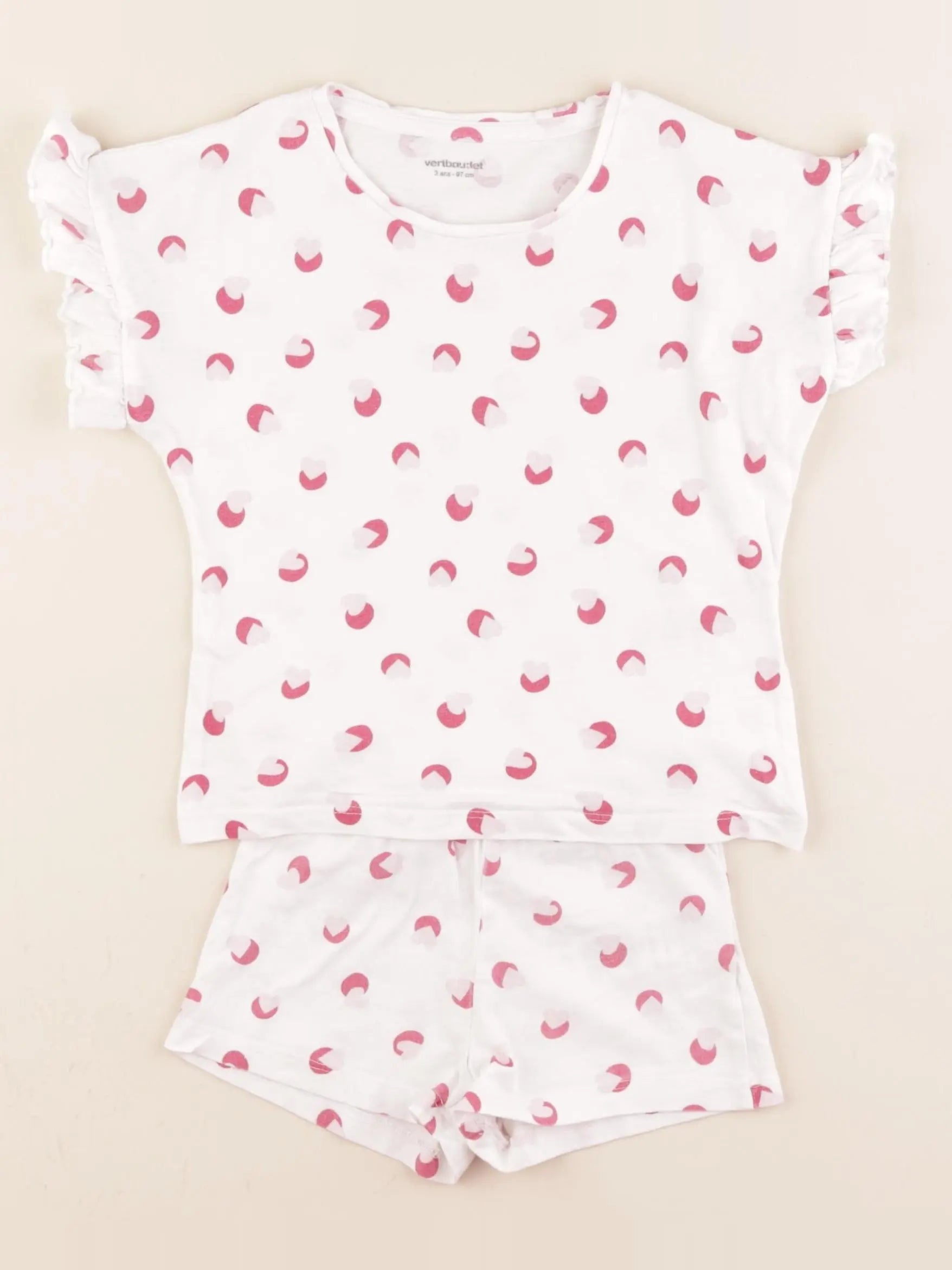 Vertbaudet - pyjama coton blanc, rose - 3 ans