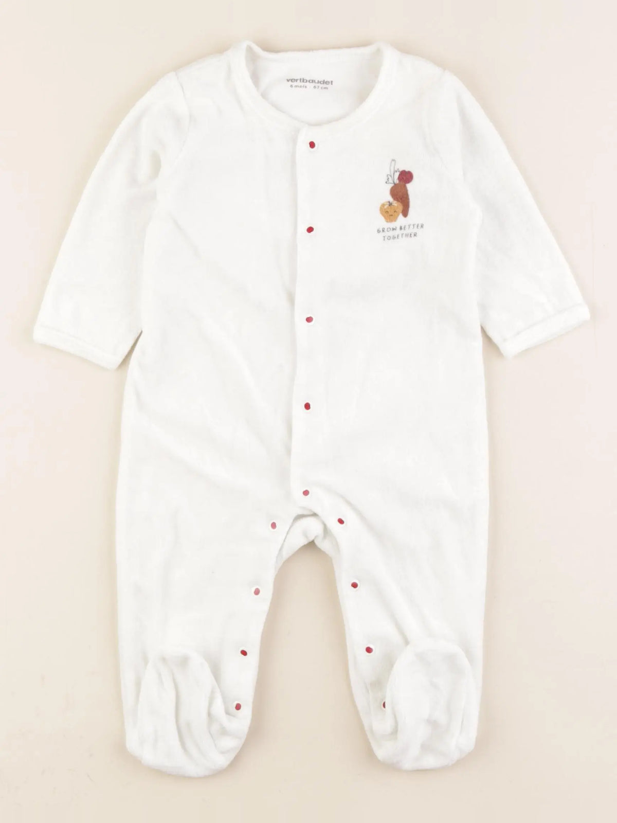 Vertbaudet - pyjama velours blanc - 6 mois