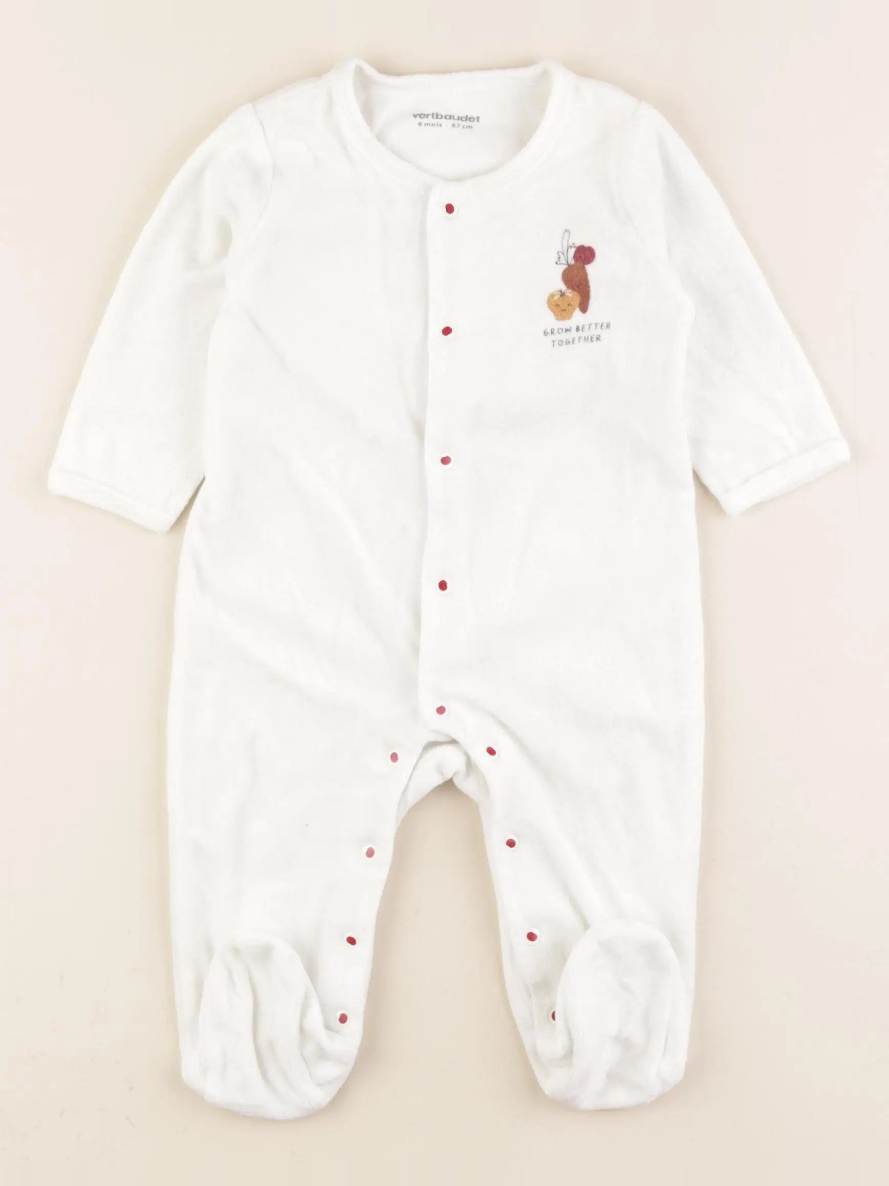 Vertbaudet - pyjama velours blanc - 6 mois