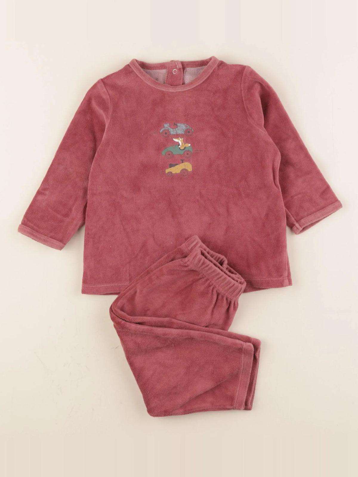 Vertbaudet - pyjama velours rouge - 18 mois