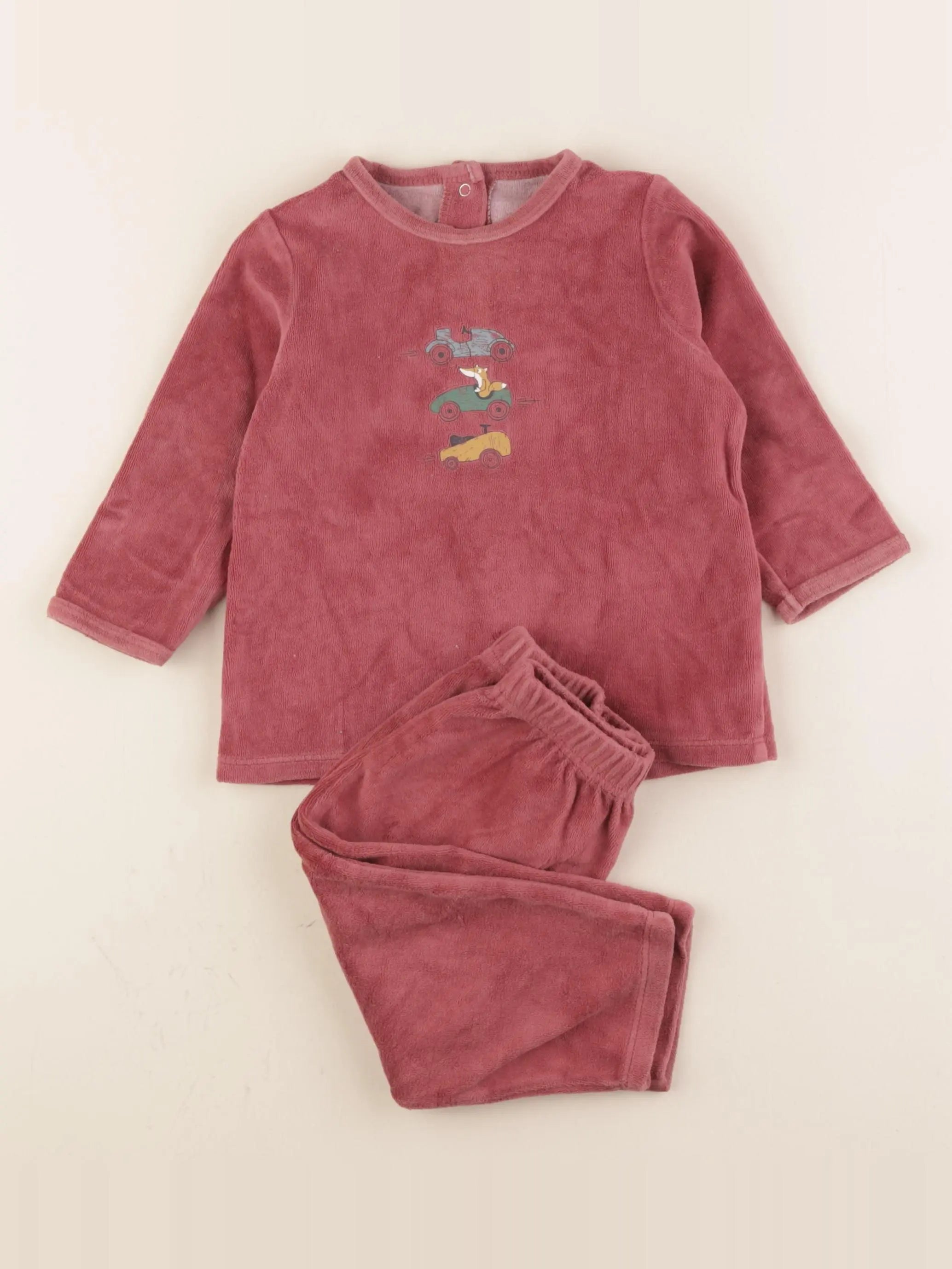 Vertbaudet - pyjama velours rouge - 18 mois
