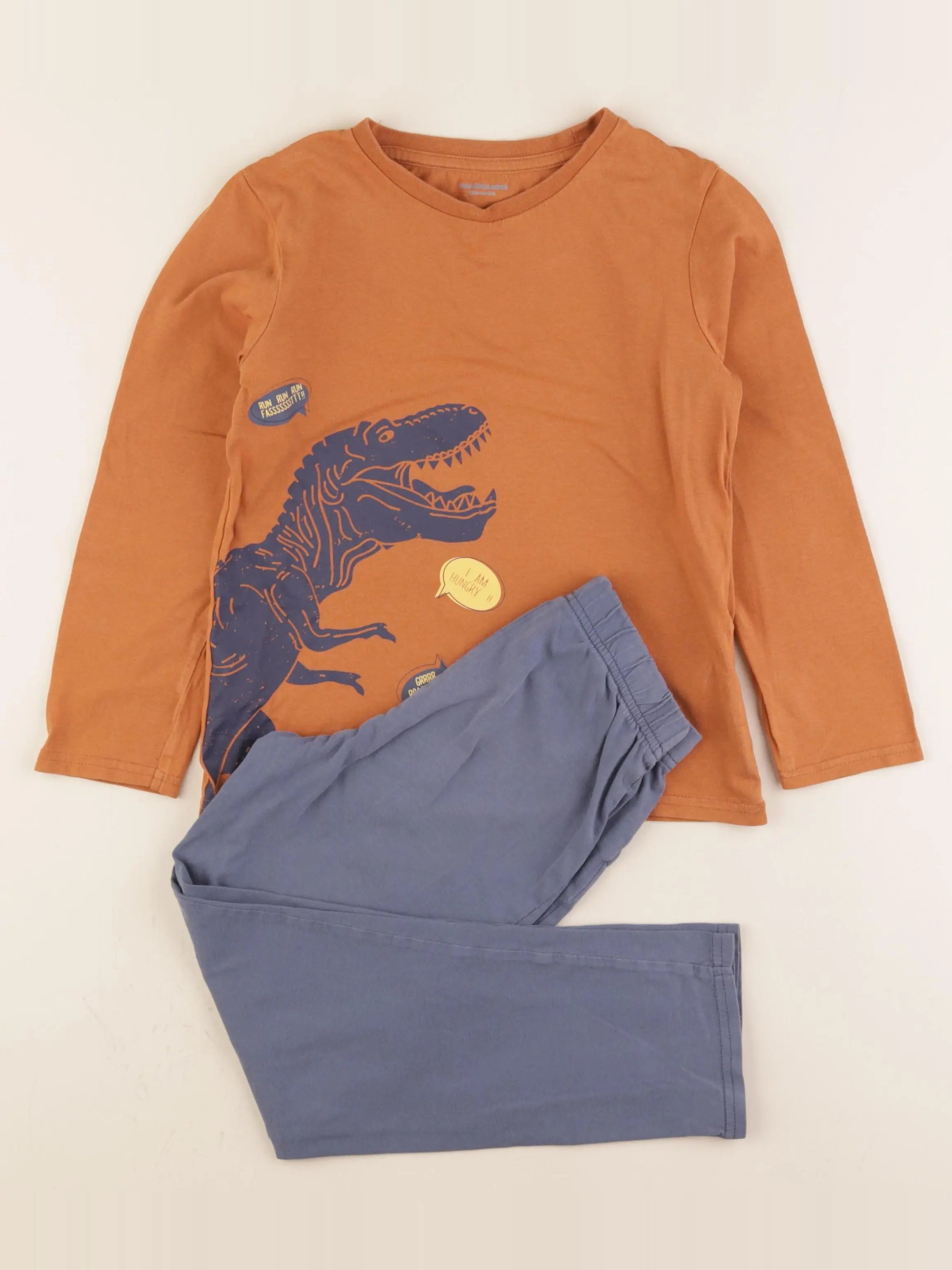 Vertbaudet - pyjama coton bleu, marron - 8 ans