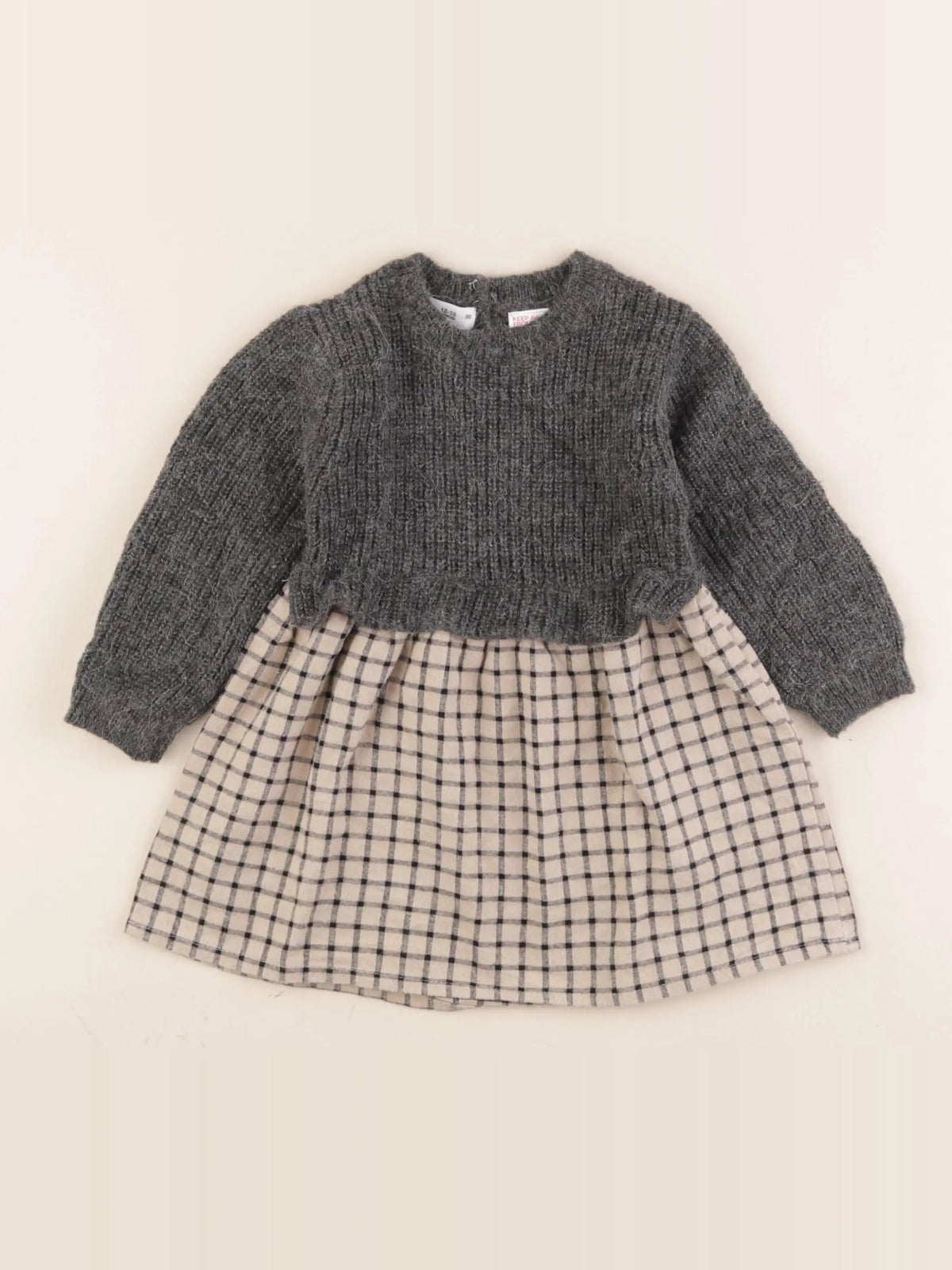 Zara - robe gris, beige - 12/18 mois
