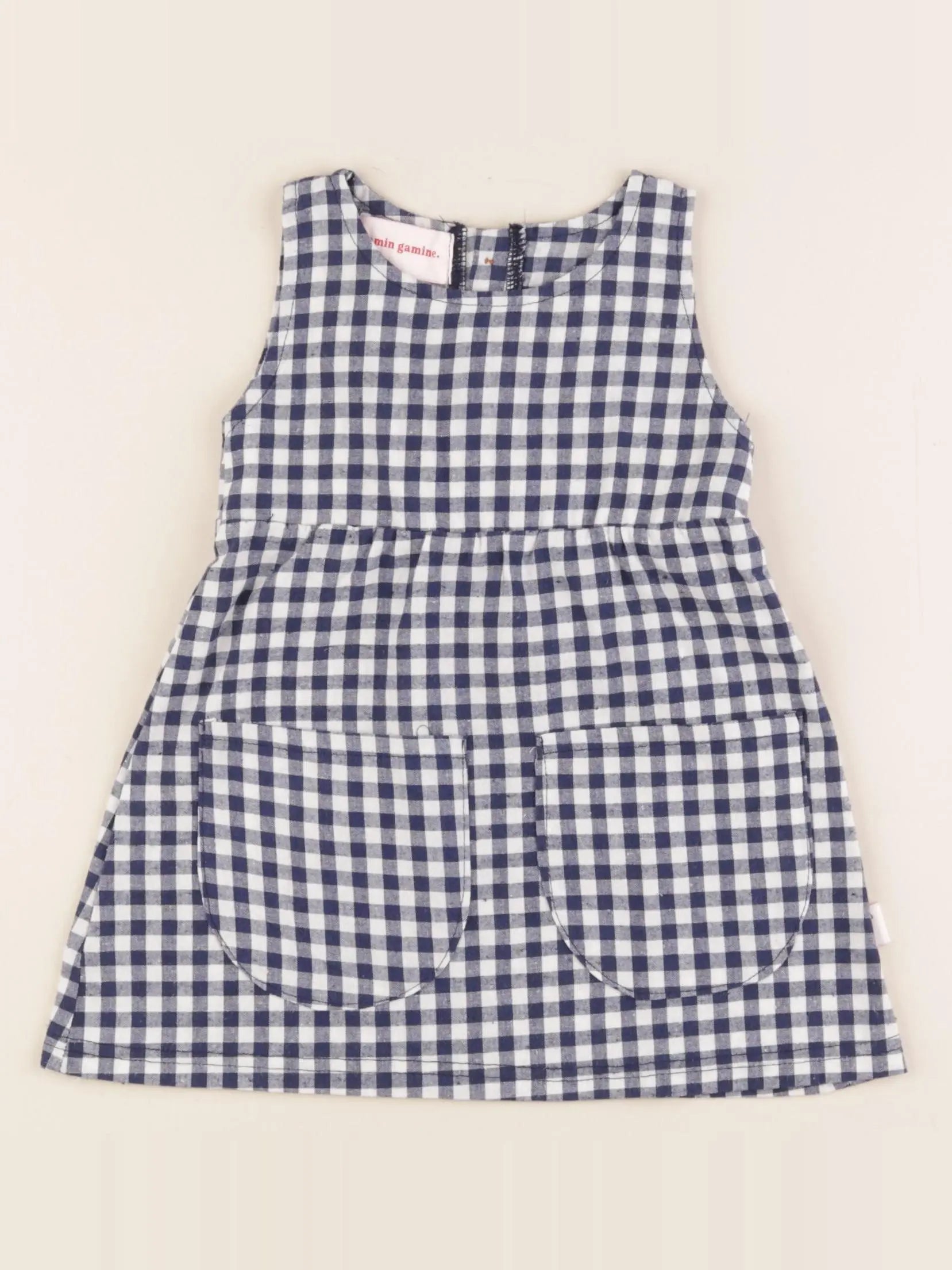 Gamin gamine - robe bleu, blanc - 3/6 mois