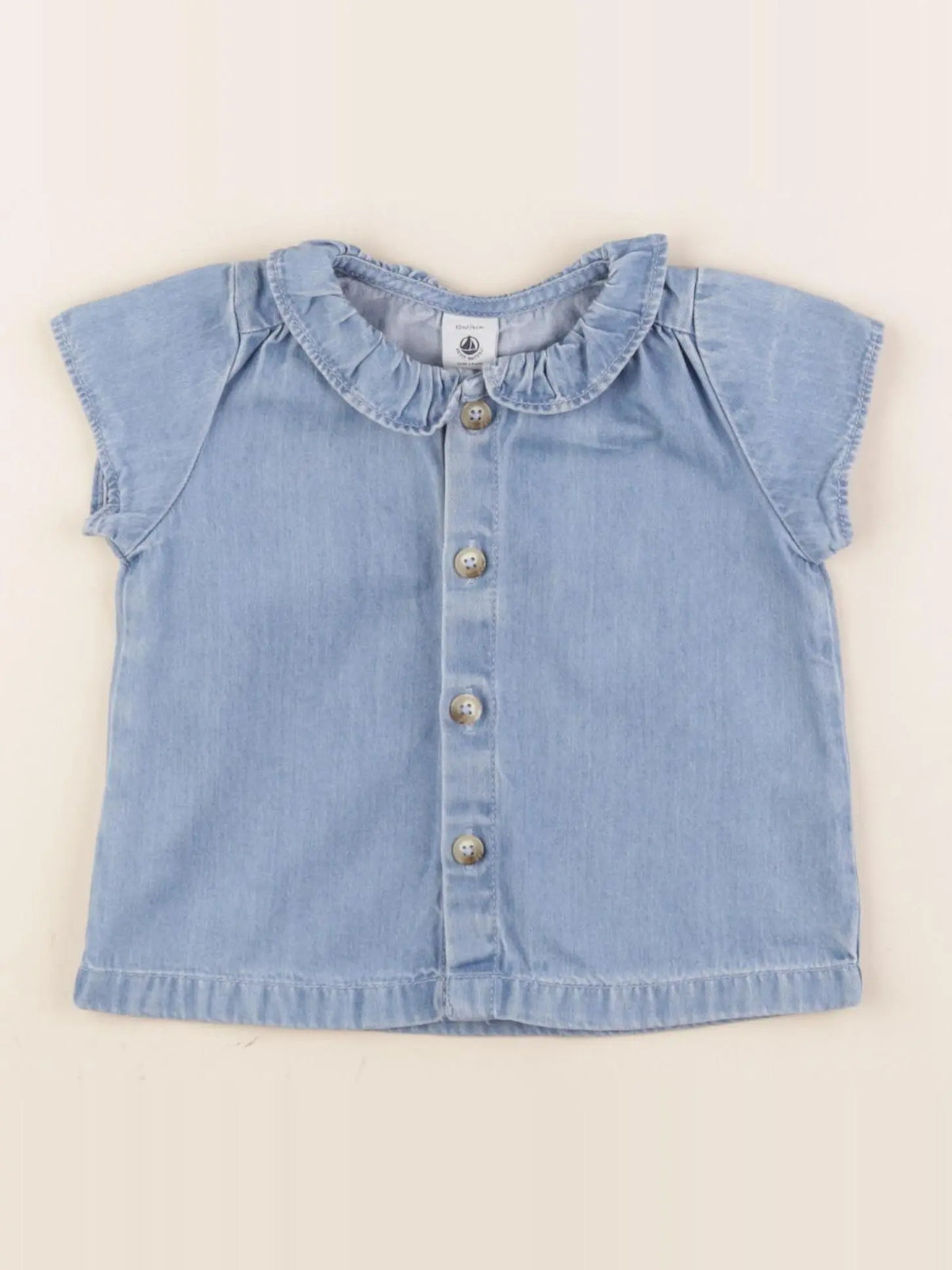 Petit Bateau - blouse bleu - 12 mois
