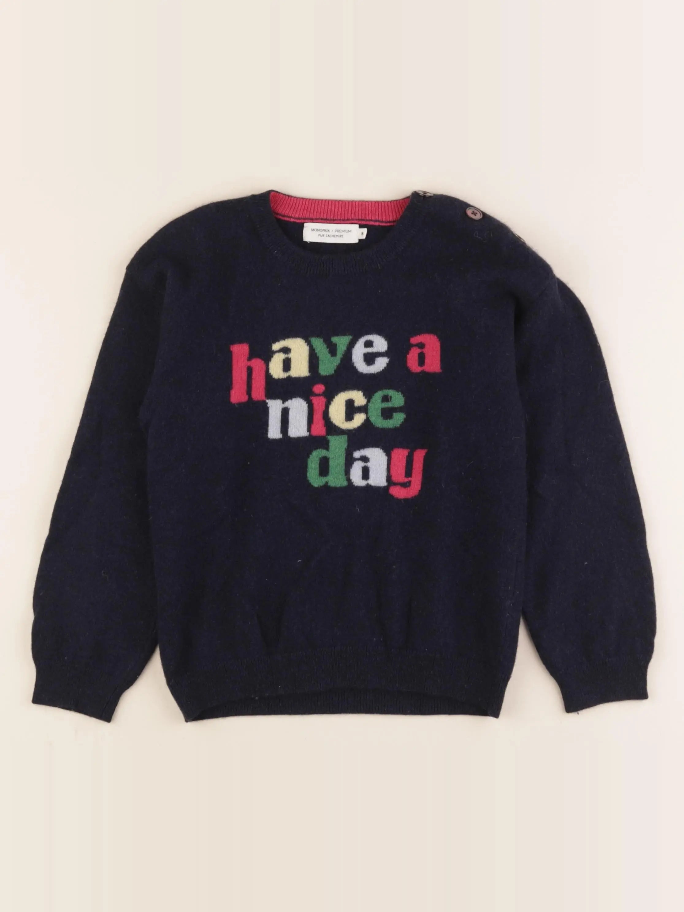 Monoprix - pull bleu - 8 ans