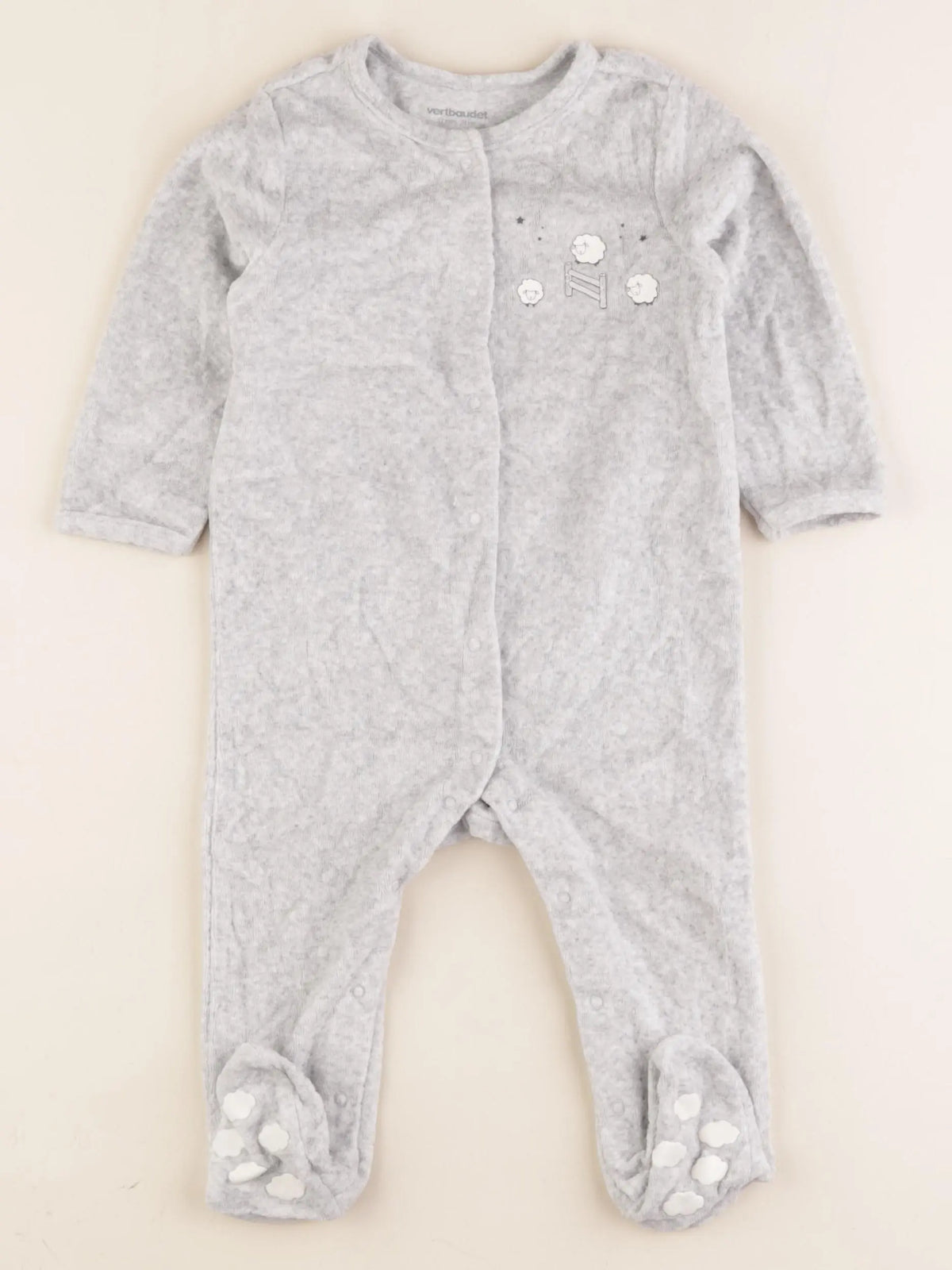 Vertbaudet - pyjama velours gris - 12 mois
