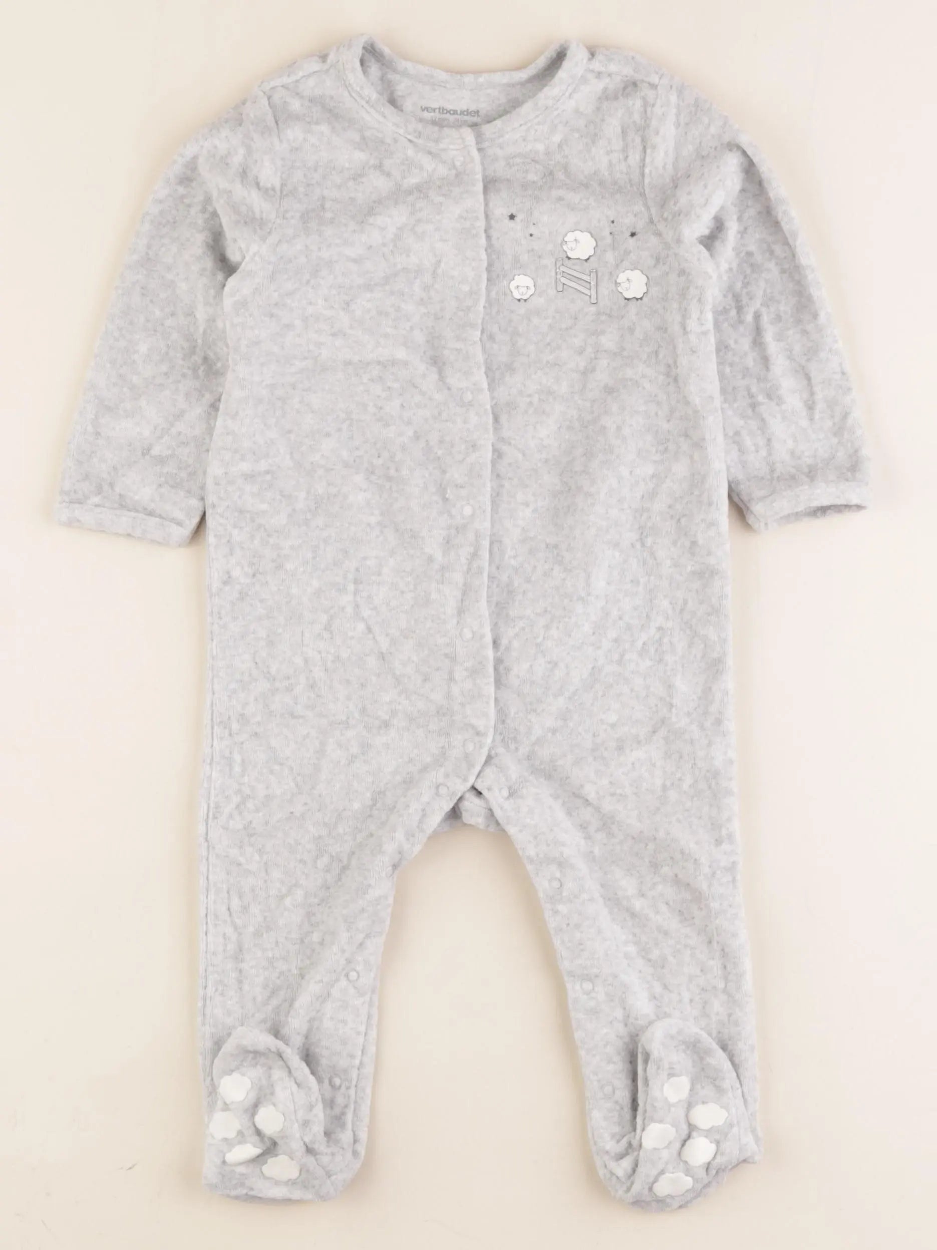 Vertbaudet - pyjama velours gris - 12 mois