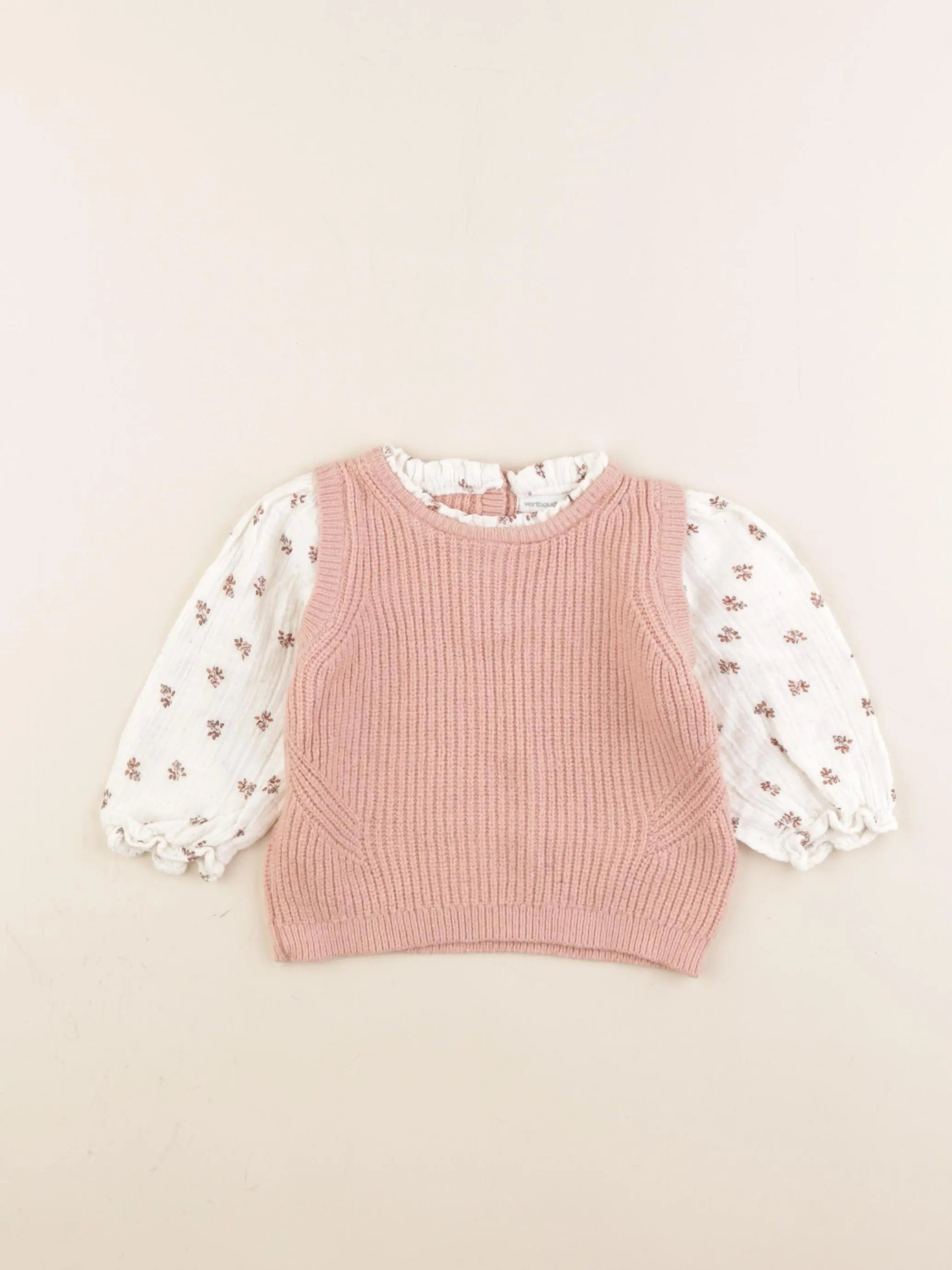 Vertbaudet - pull rose - 9 mois