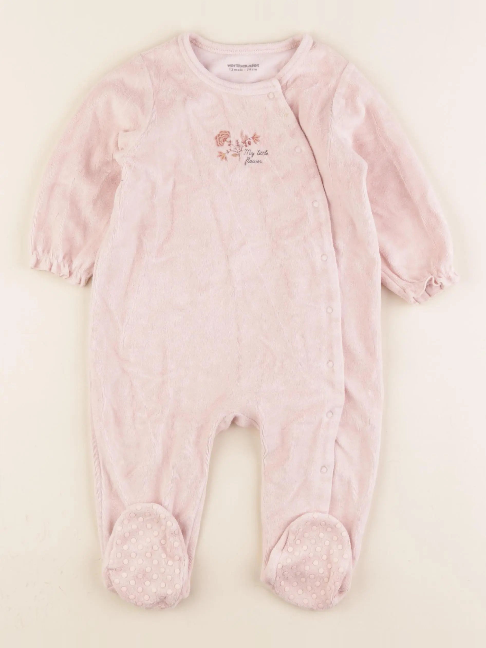 Vertbaudet - pyjama velours rose - 12 mois