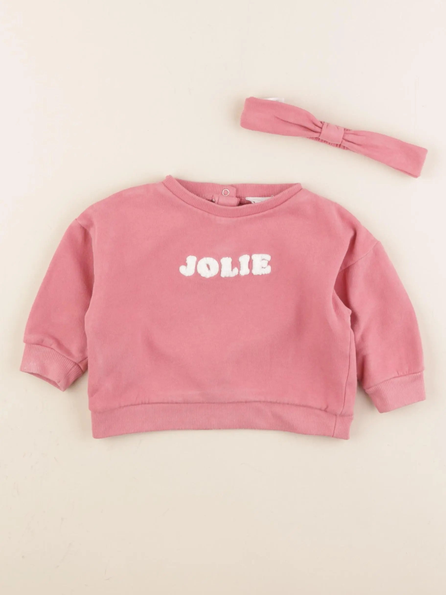 Vertbaudet - sweat rose - 12 mois