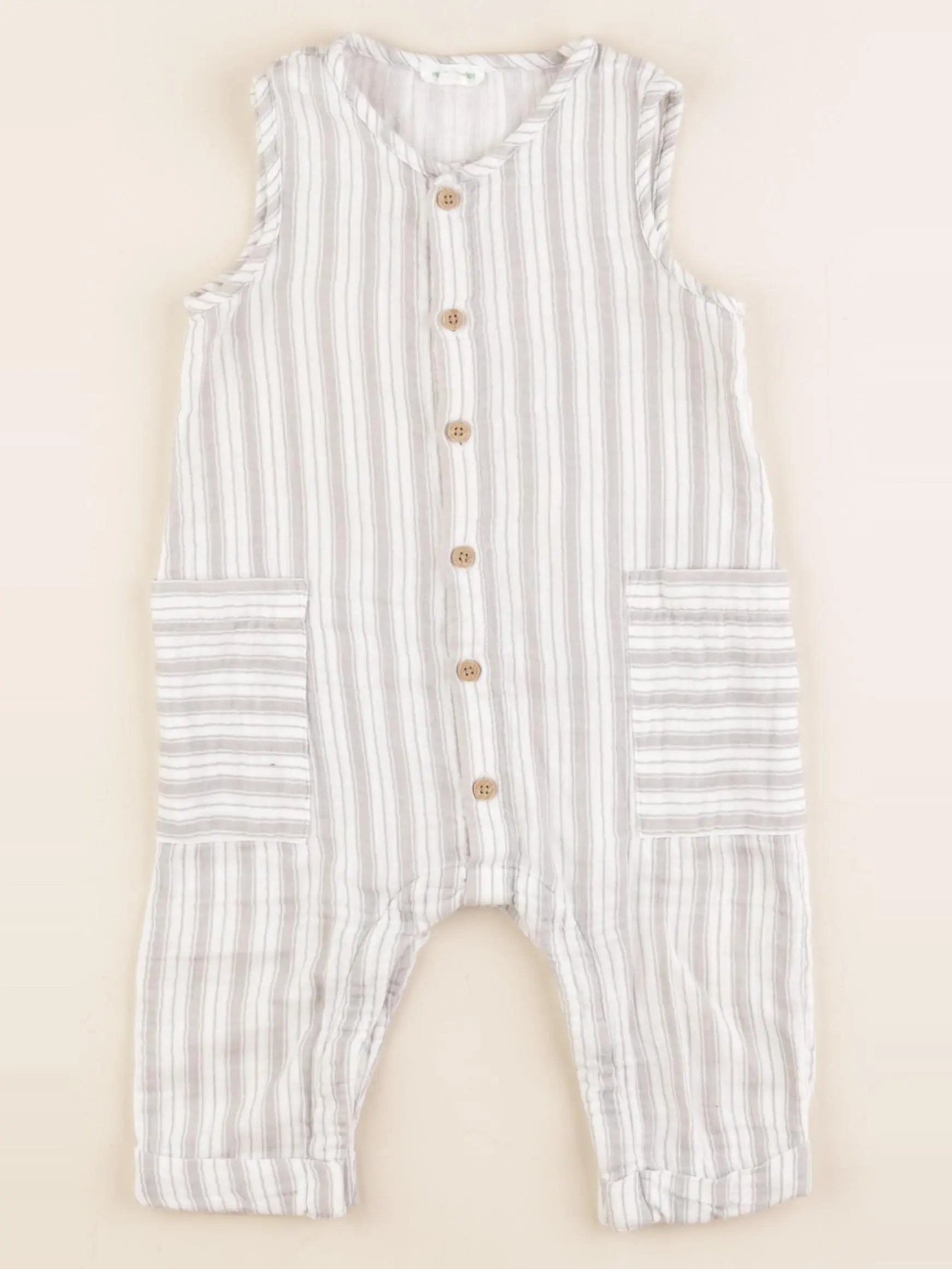 Vertbaudet - combinaison blanc, gris - 12 mois