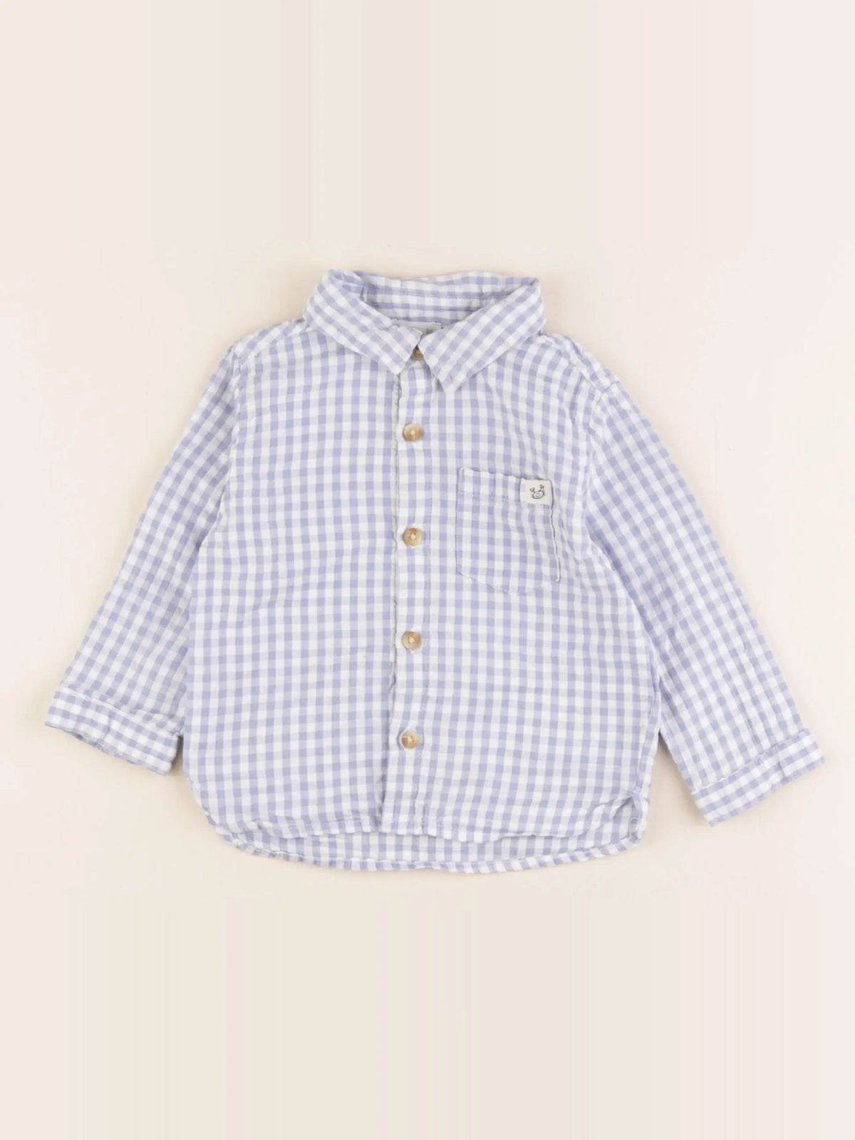 Vertbaudet - chemise bleu, blanc - 12 mois