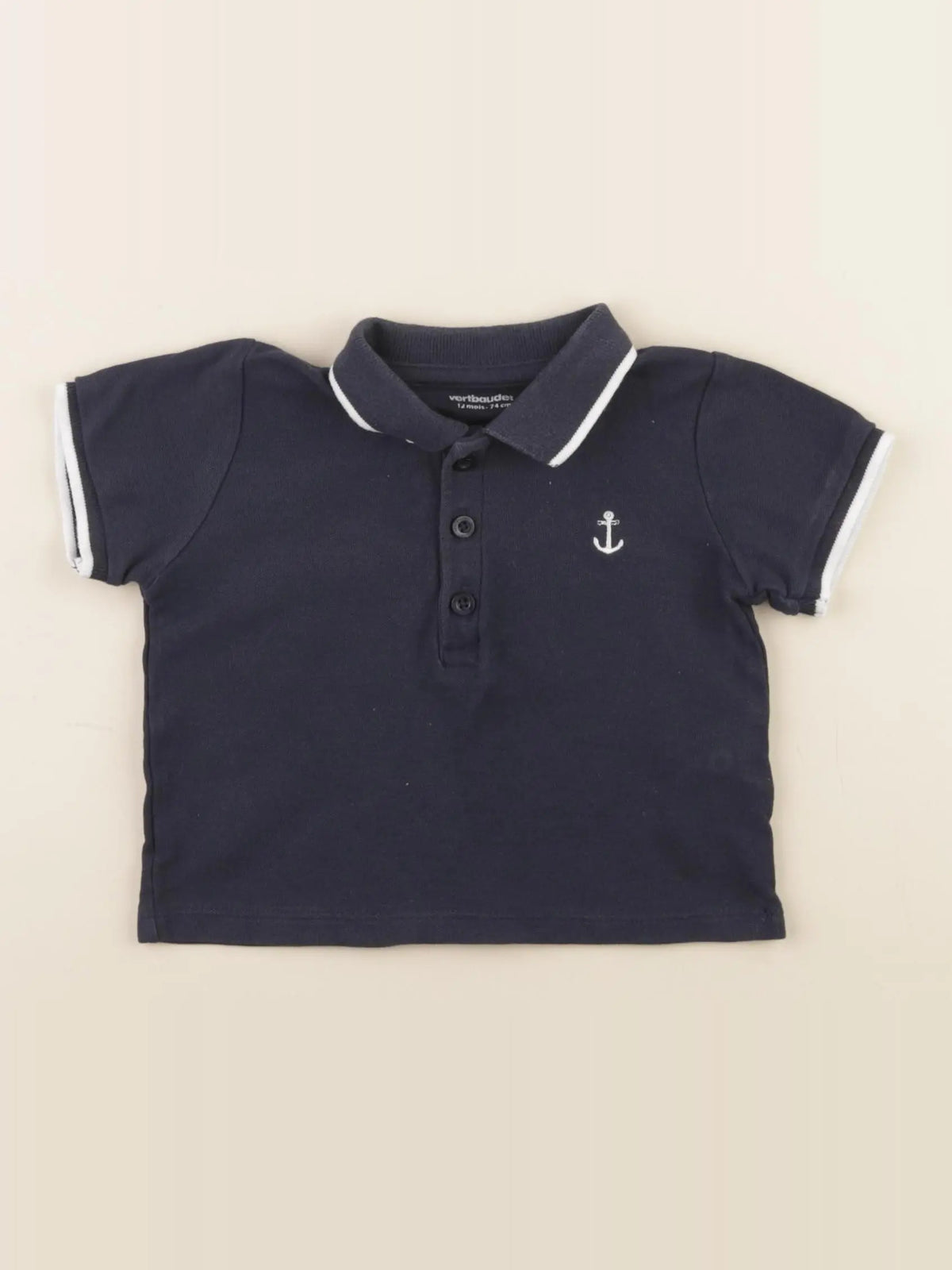 Vertbaudet - polo bleu - 12 mois