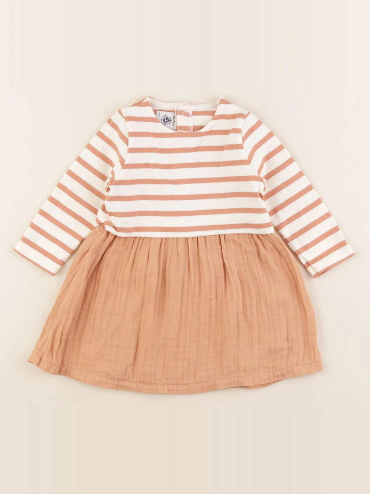 Petit Bateau - robe beige, marron - 12 mois