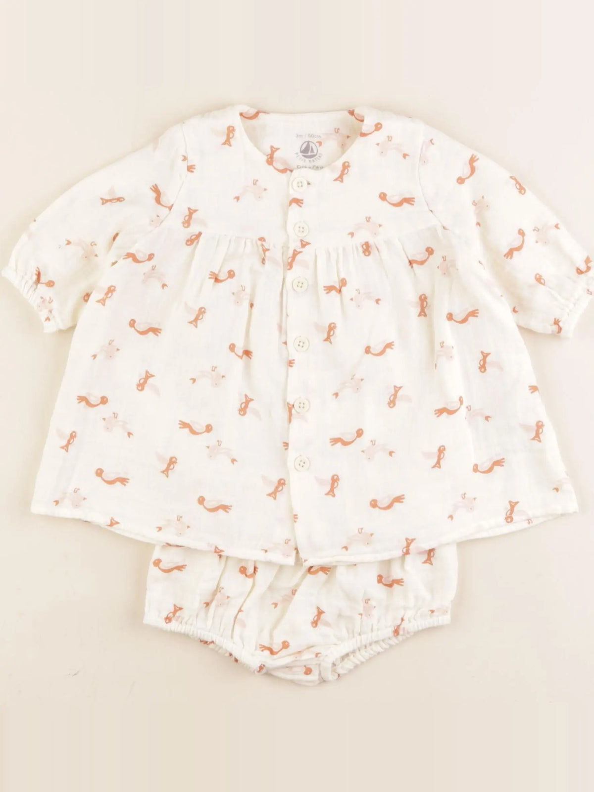 Petit Bateau - robe beige - 3 mois